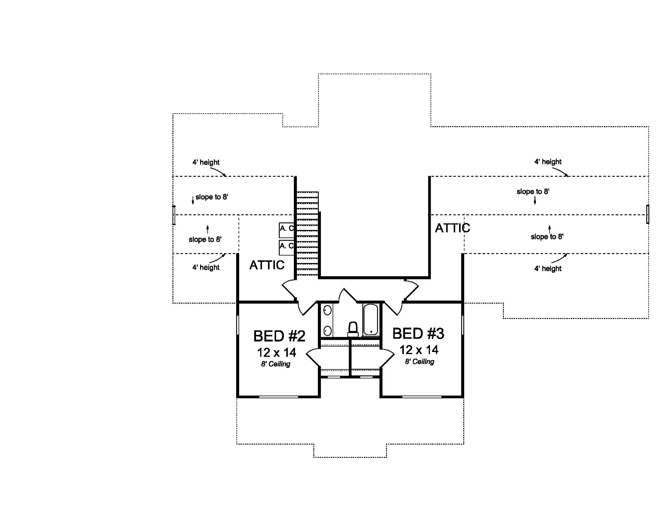 Floor Plan Second Story of Cottage Plan #178-1213