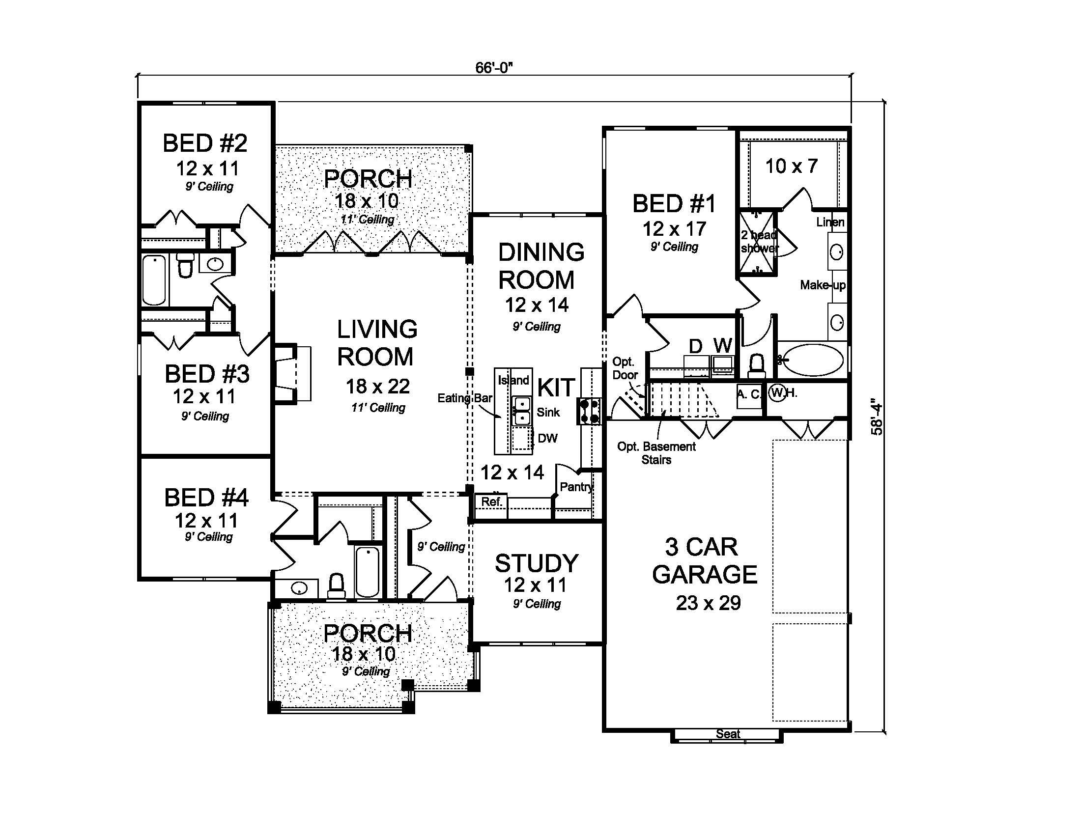 Floor Plan First Story of Cottage Plan #178-1214