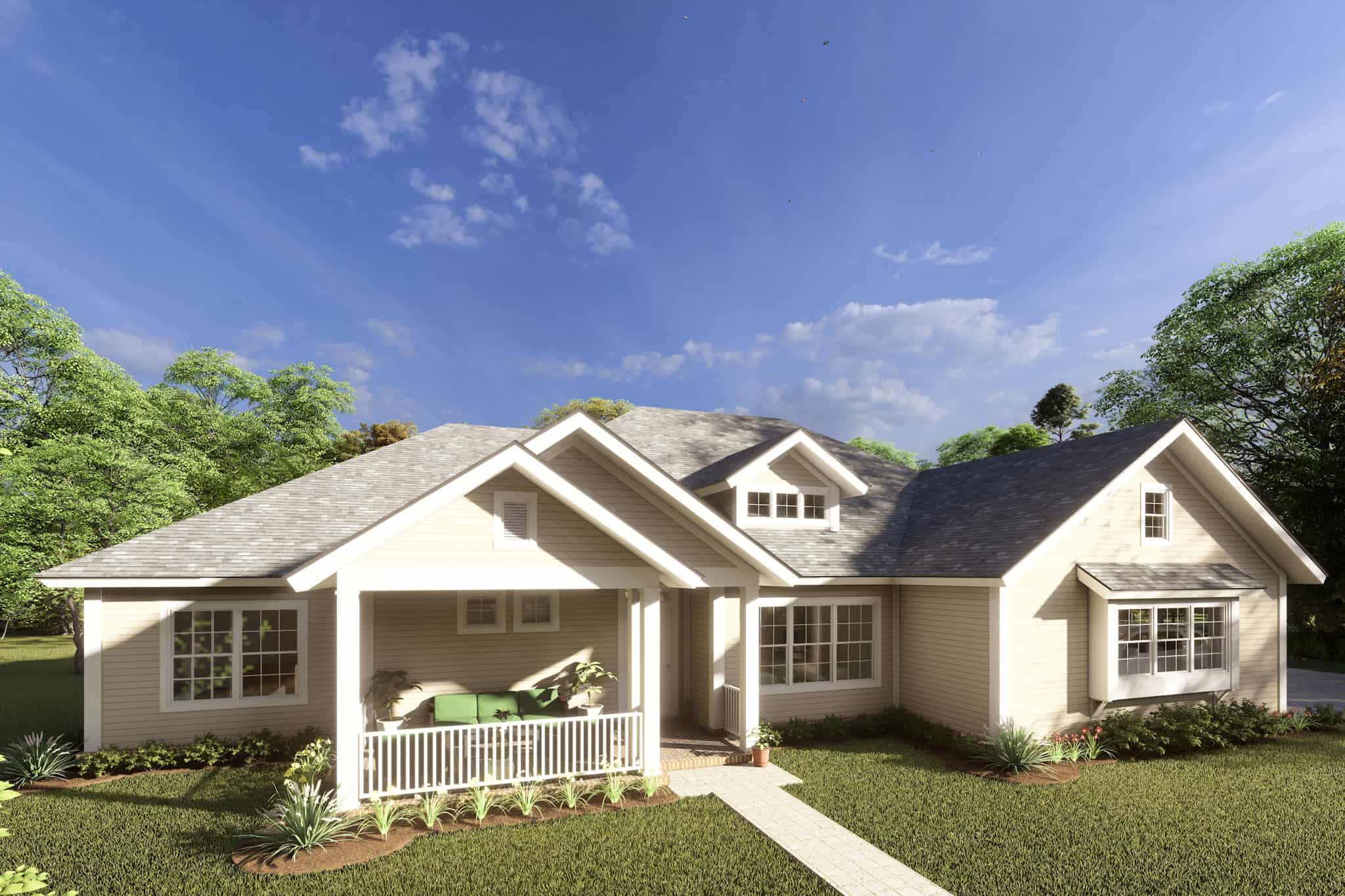 Front elevation of Cottage home (ThePlanCollection: House Plan #178-1214)