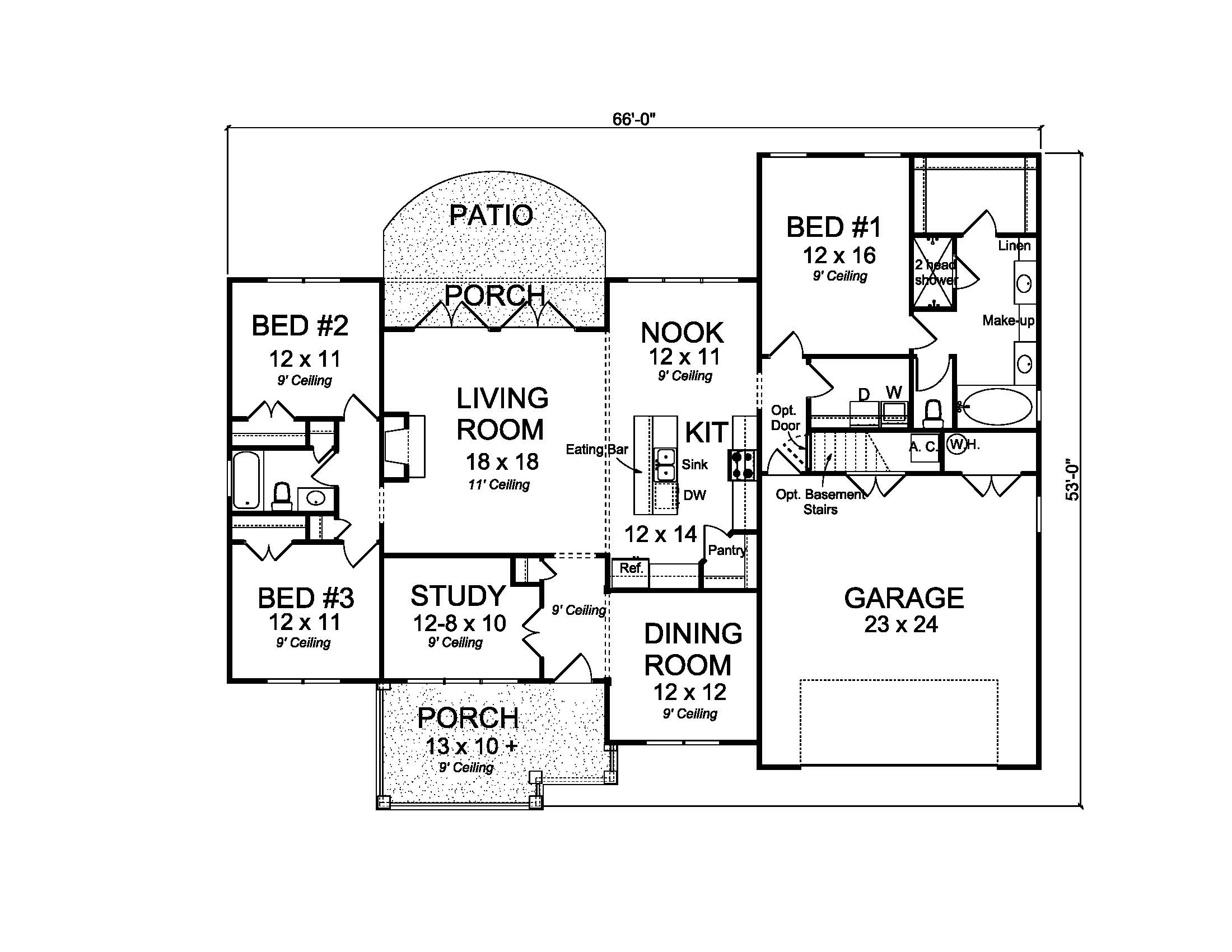 Floor Plan First Story of Ranch Plan #178-1215