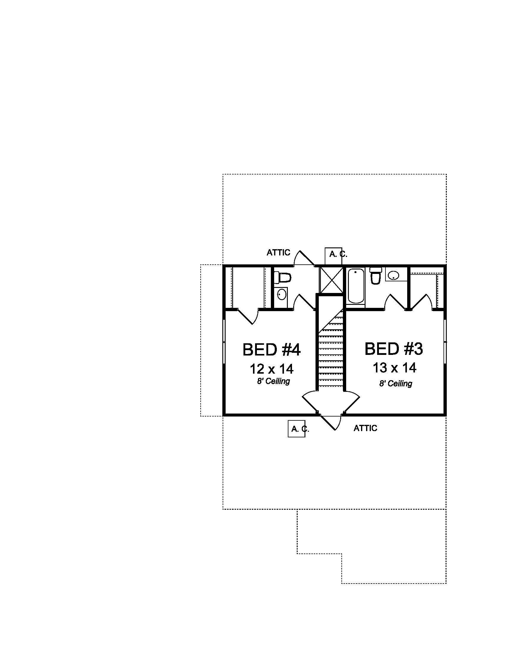 Floor Plan Second Story of Cottage Plan #178-1216