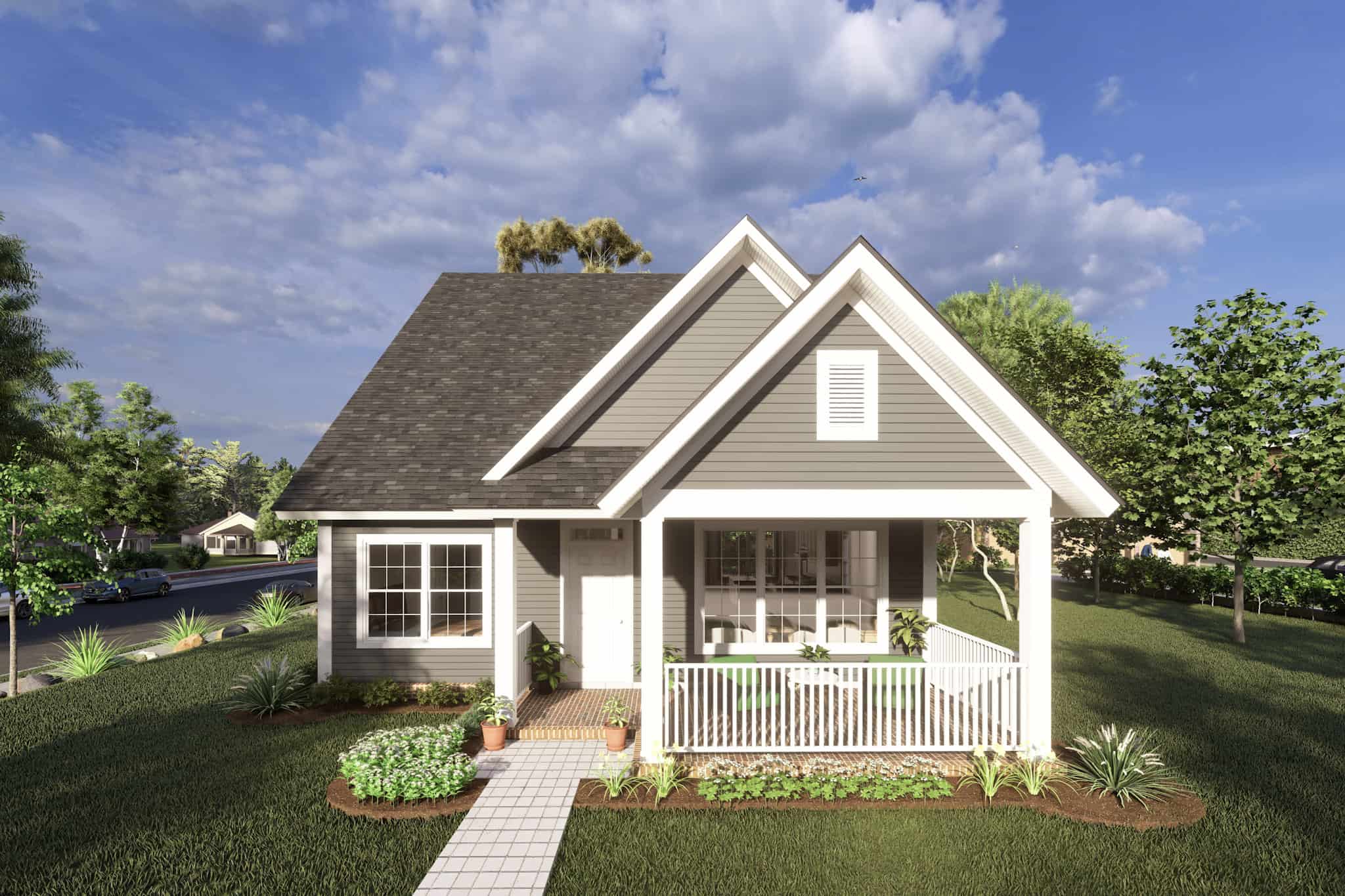 Front elevation of Cottage home (ThePlanCollection: House Plan #178-1216)