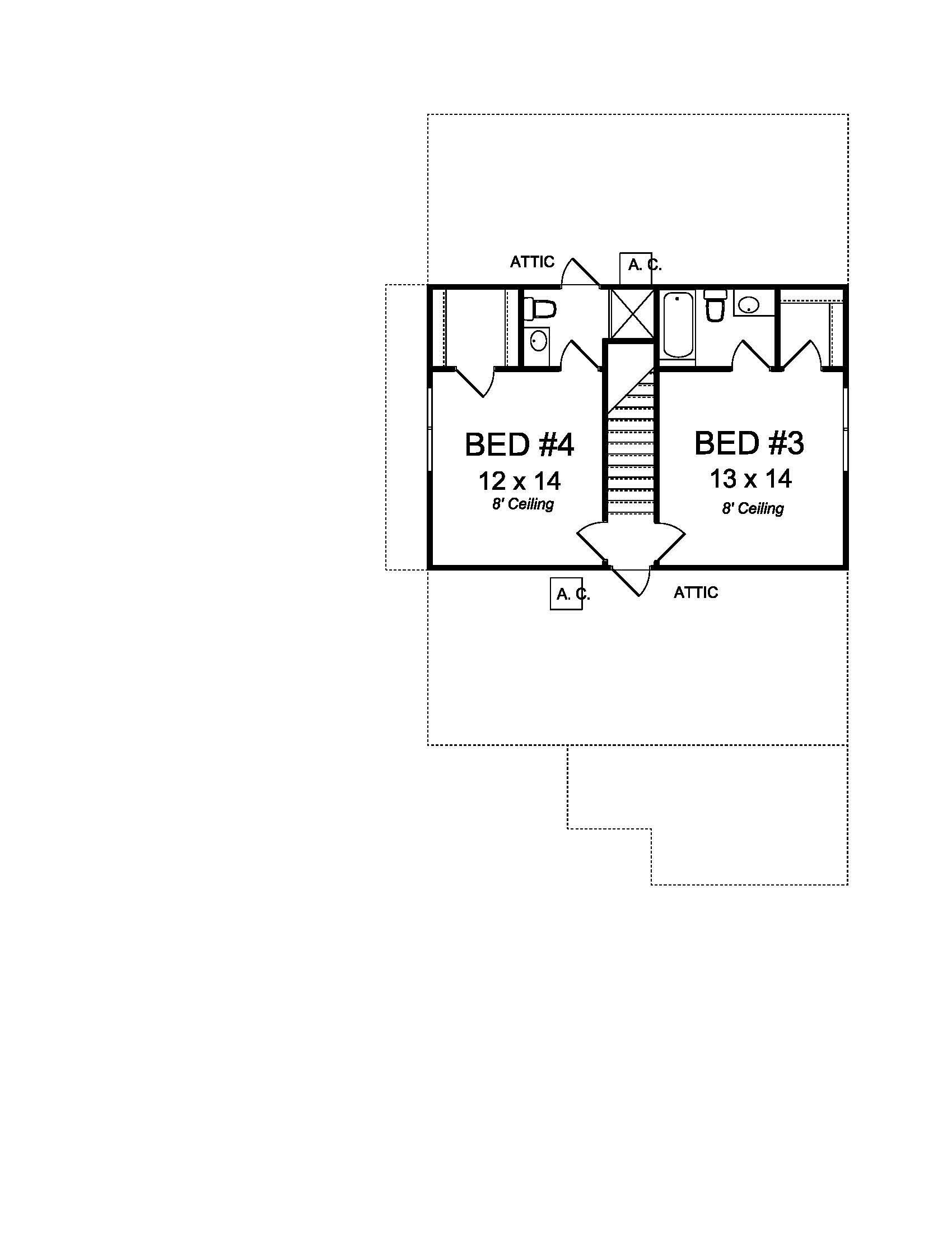 Floor Plan Second Story of Cottage Plan #178-1217