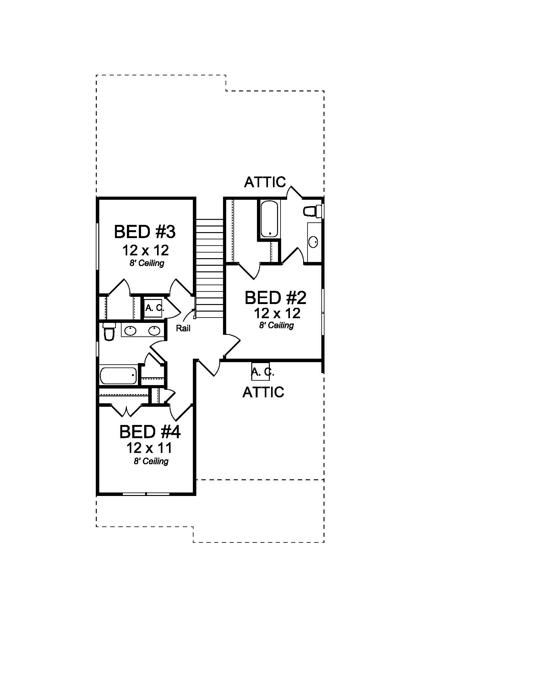 Floor Plan Second Story of Cottage Plan #178-1218