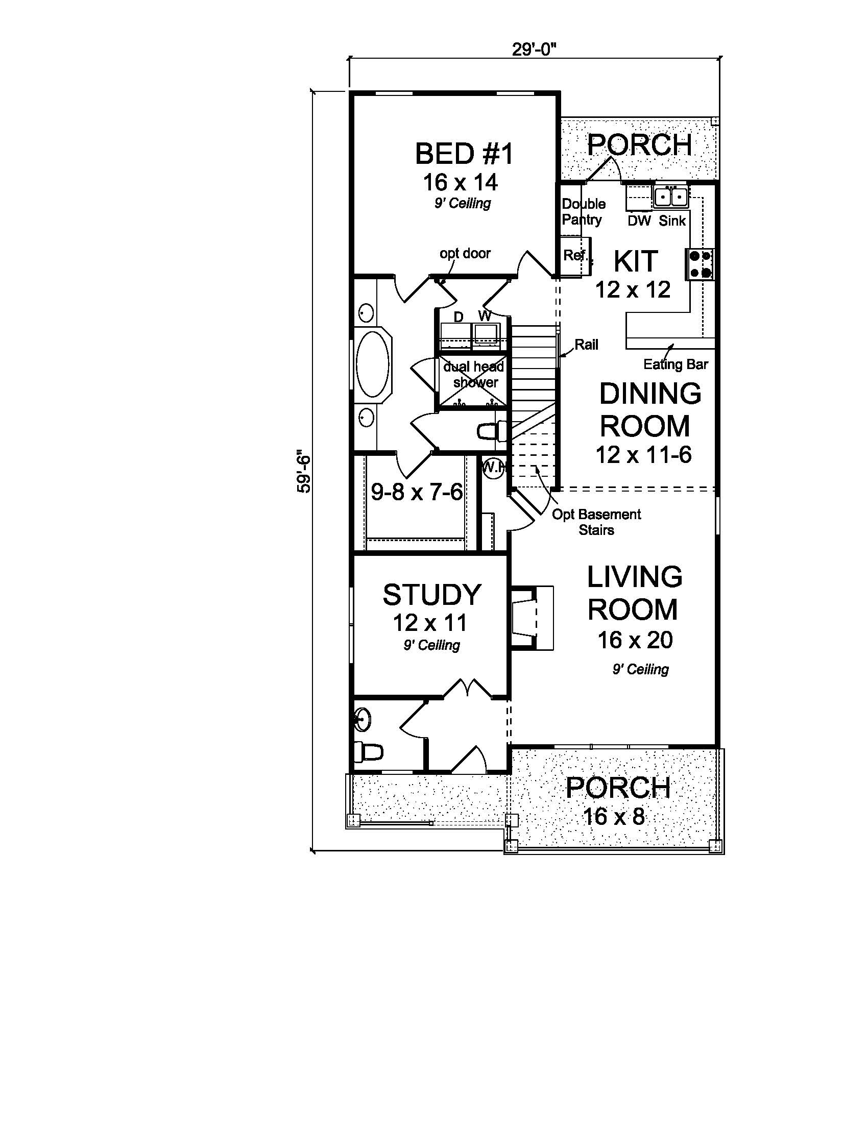 Floor Plan First Story of Cottage Plan #178-1218