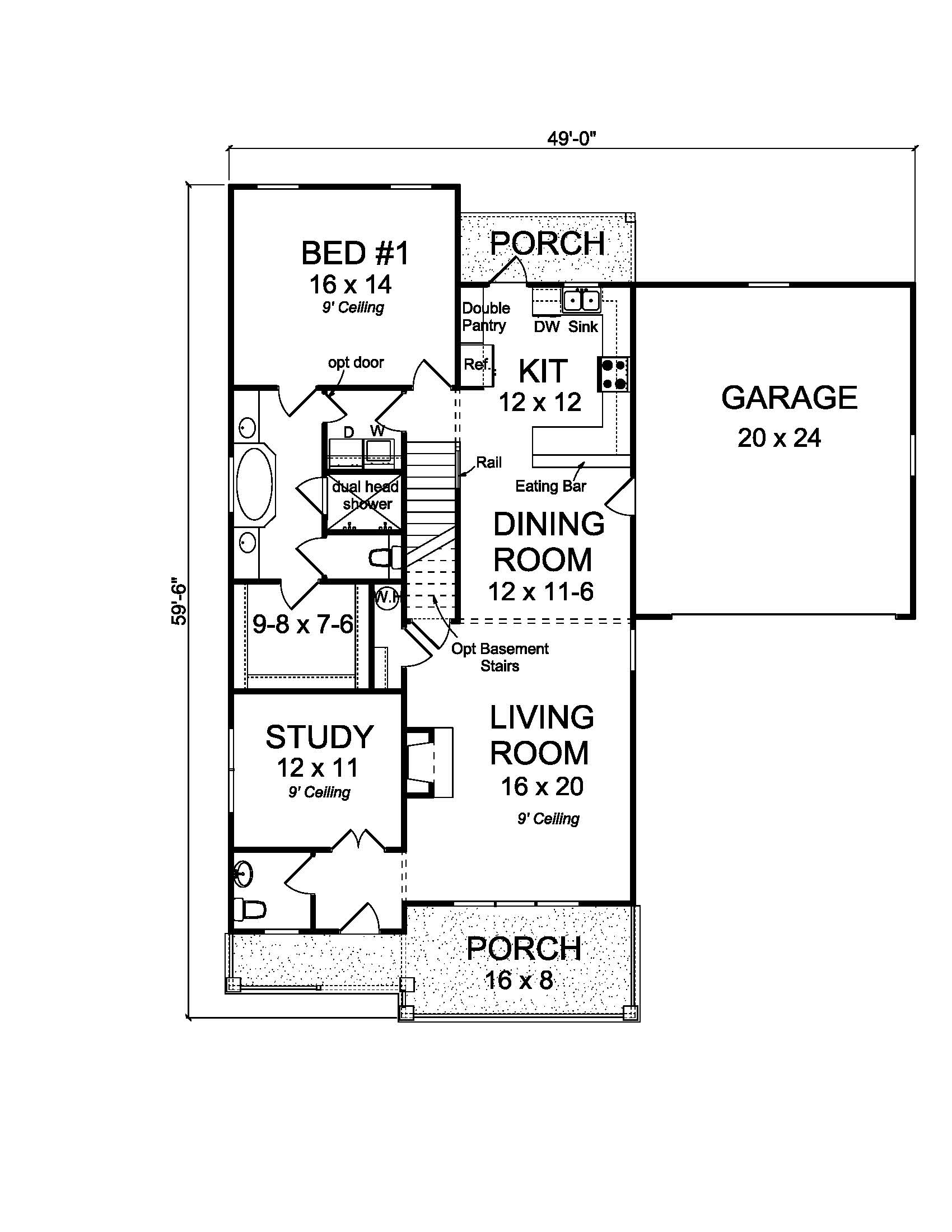 Floor Plan First Story of Cottage Plan #178-1219