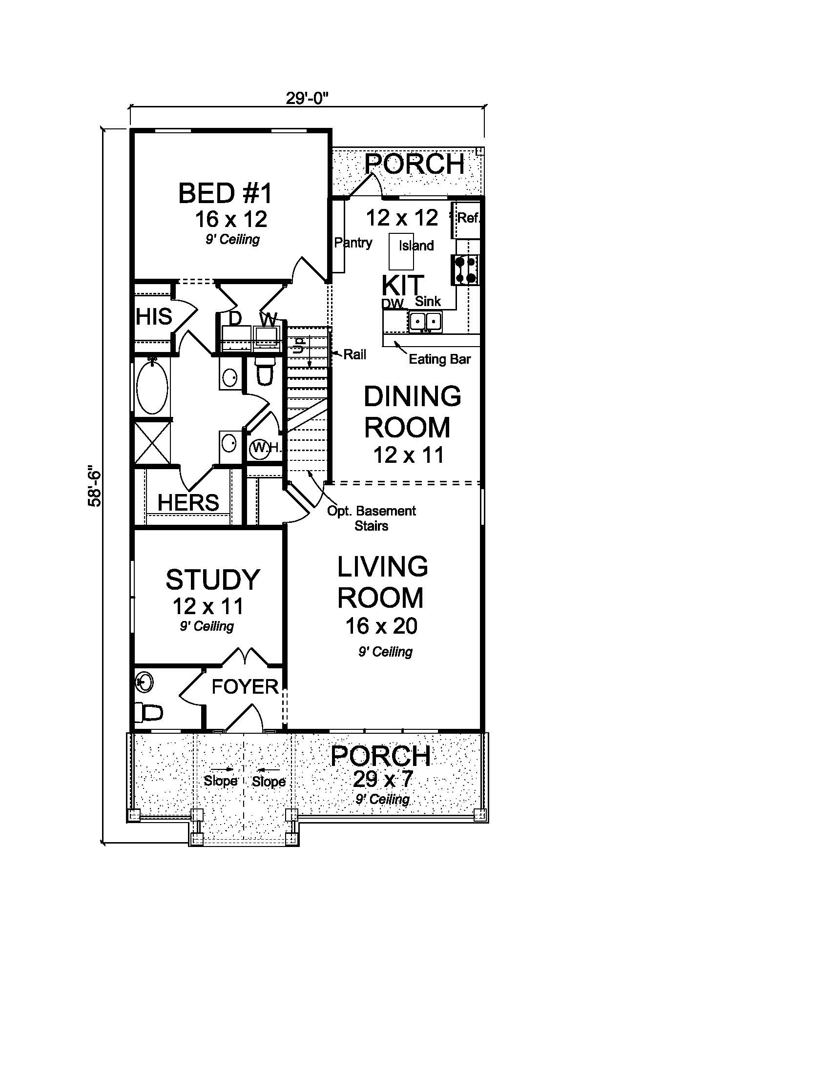 Floor Plan First Story of Cottage Plan #178-1221