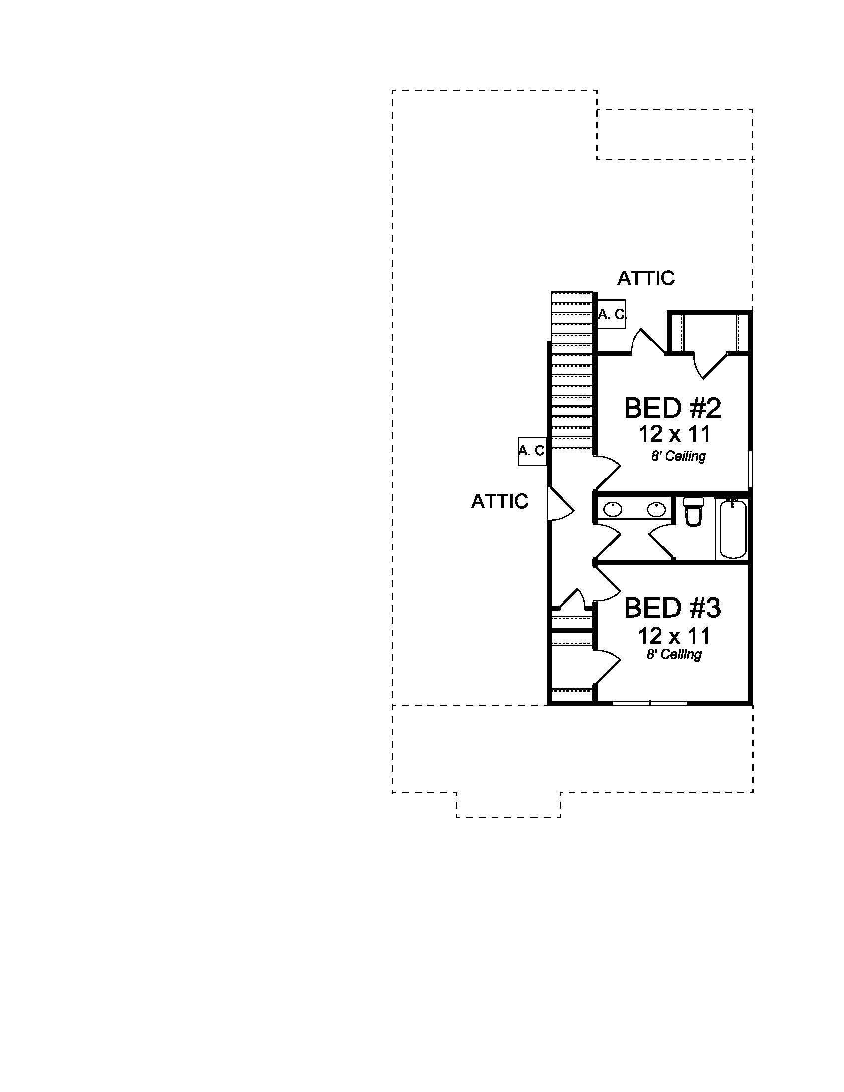 Floor Plan Second Story of Cottage Plan #178-1221