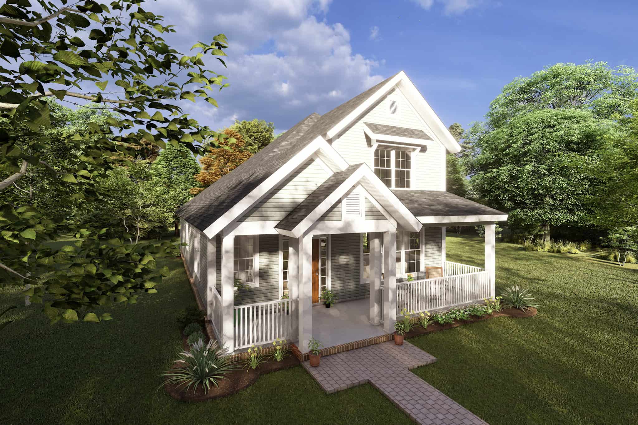 Front elevation of Cottage home (ThePlanCollection: House Plan #178-1221)