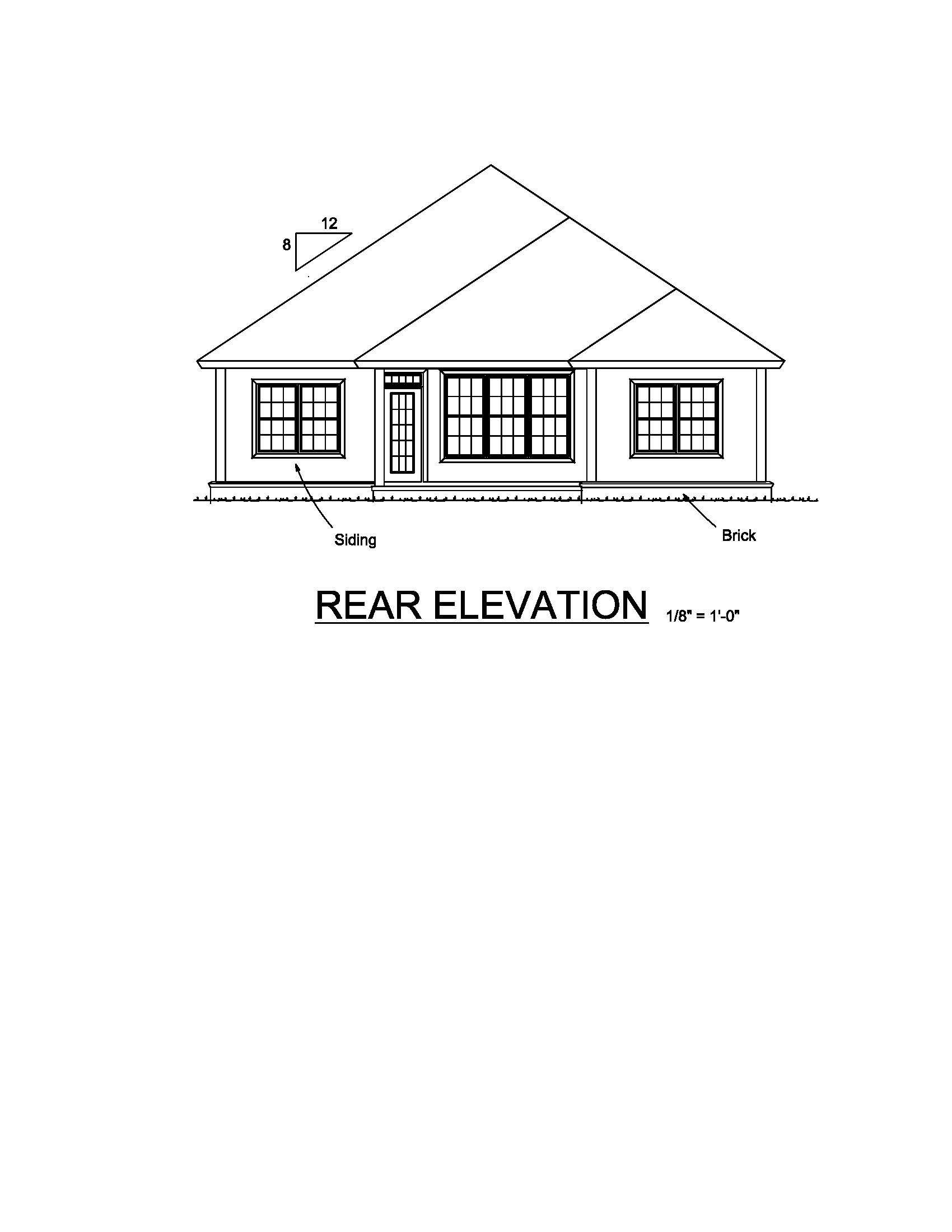 Home Plan Rear Elevation of this 3-Bedroom,1572 Sq Ft Plan -178-1222