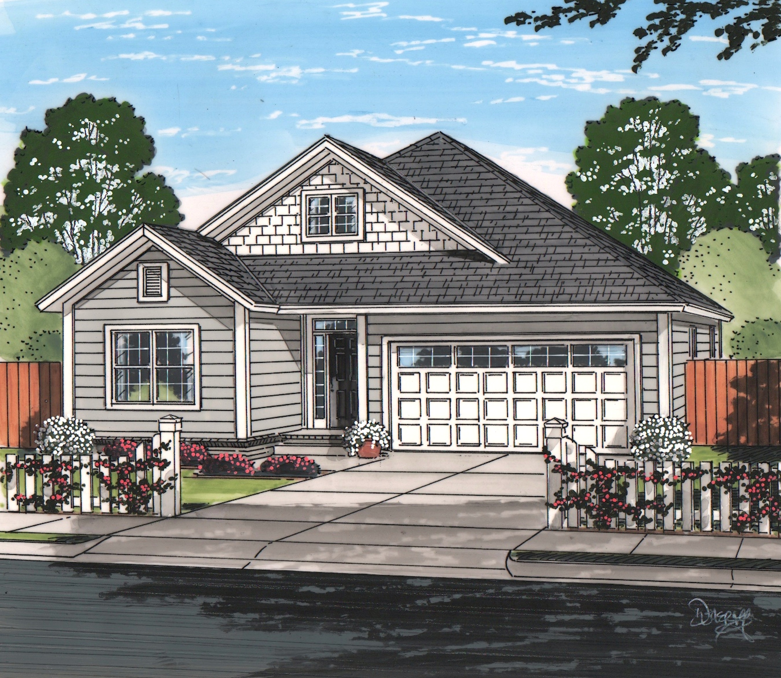Front elevation of ranch home (ThePlanCollection: House Plan #178-1222)