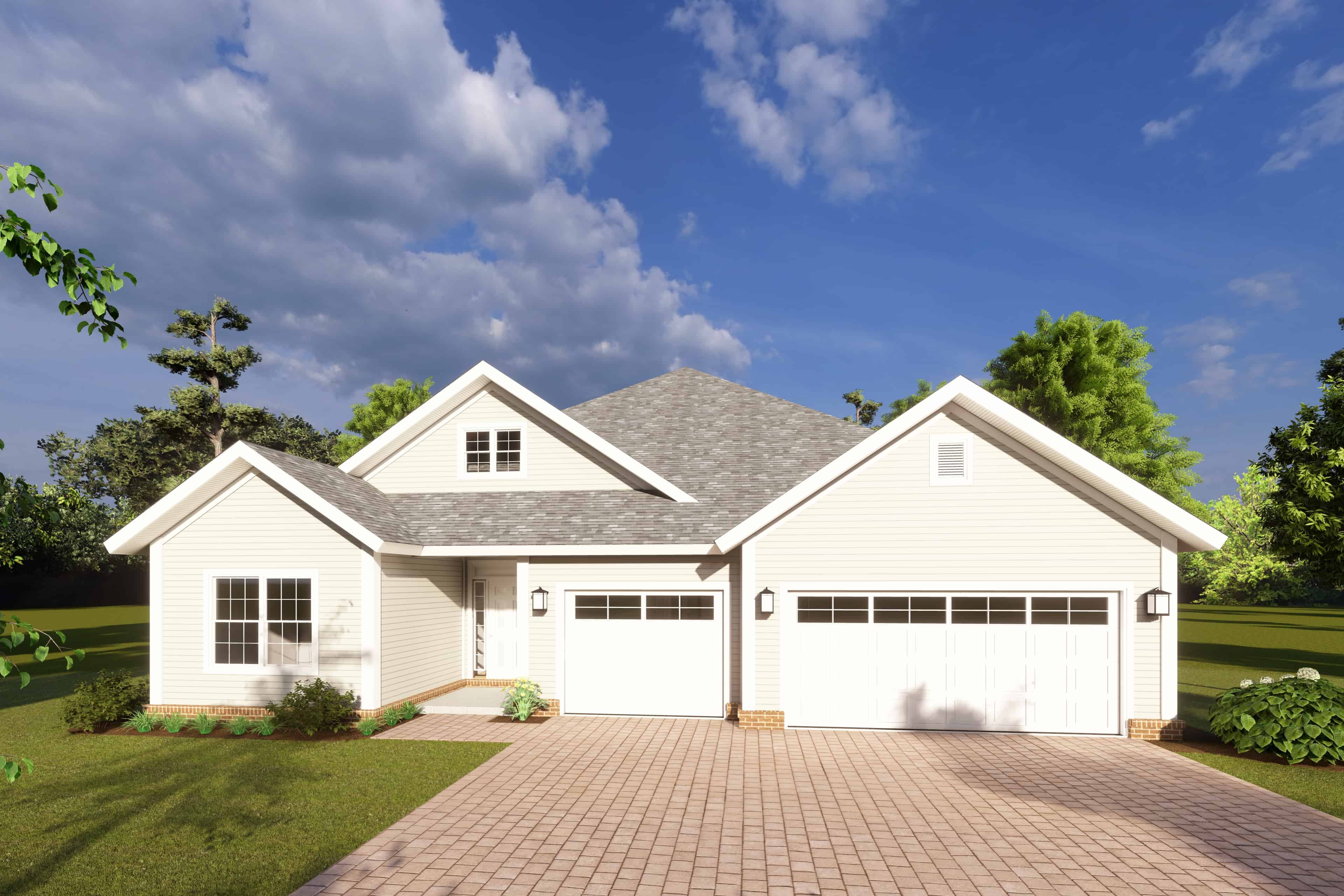 Front elevation of Texas style ranch home (ThePlanCollection: House Plan #178-1223)