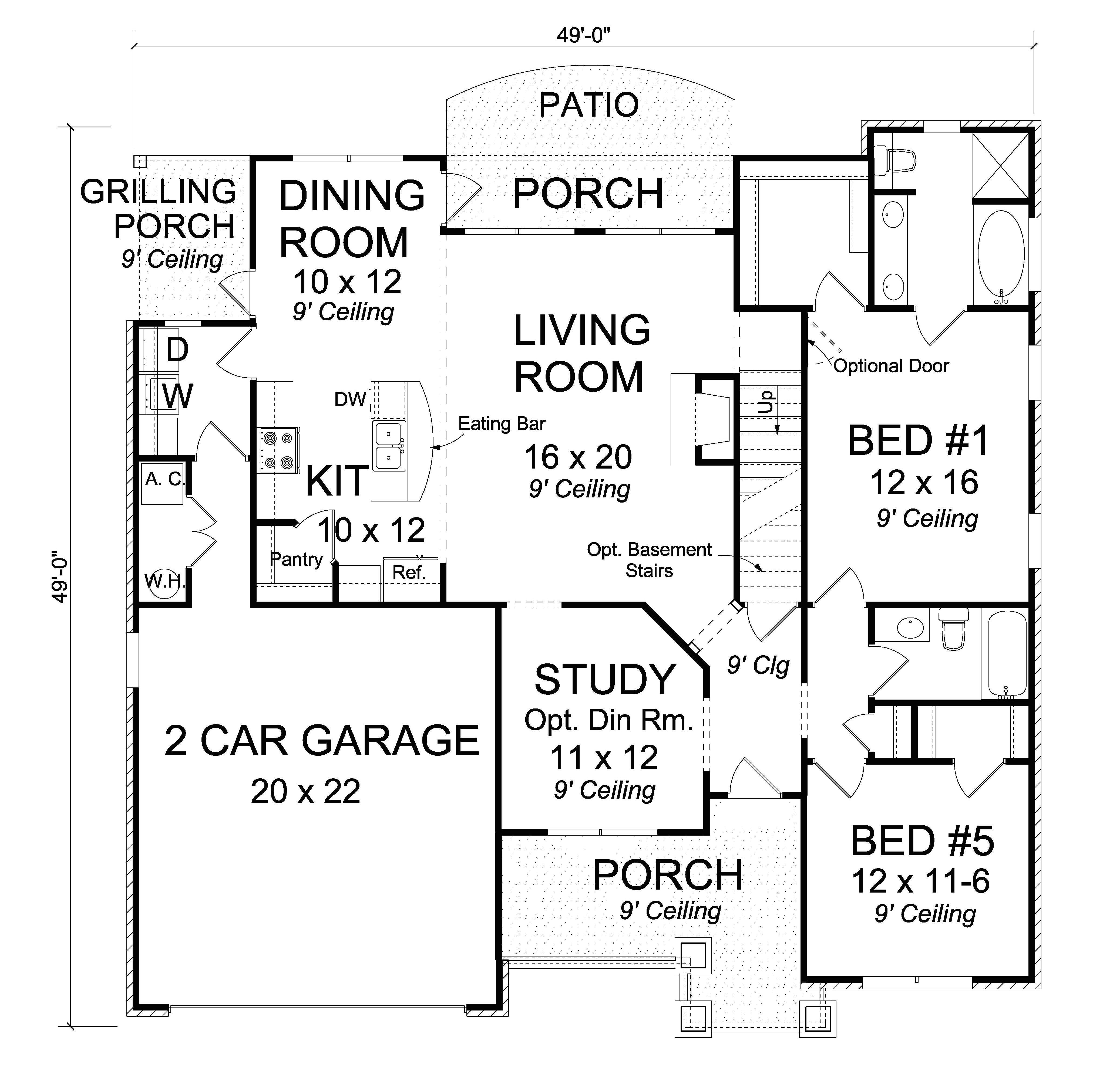 Floor Plan First Story of Cottage Plan #178-1225