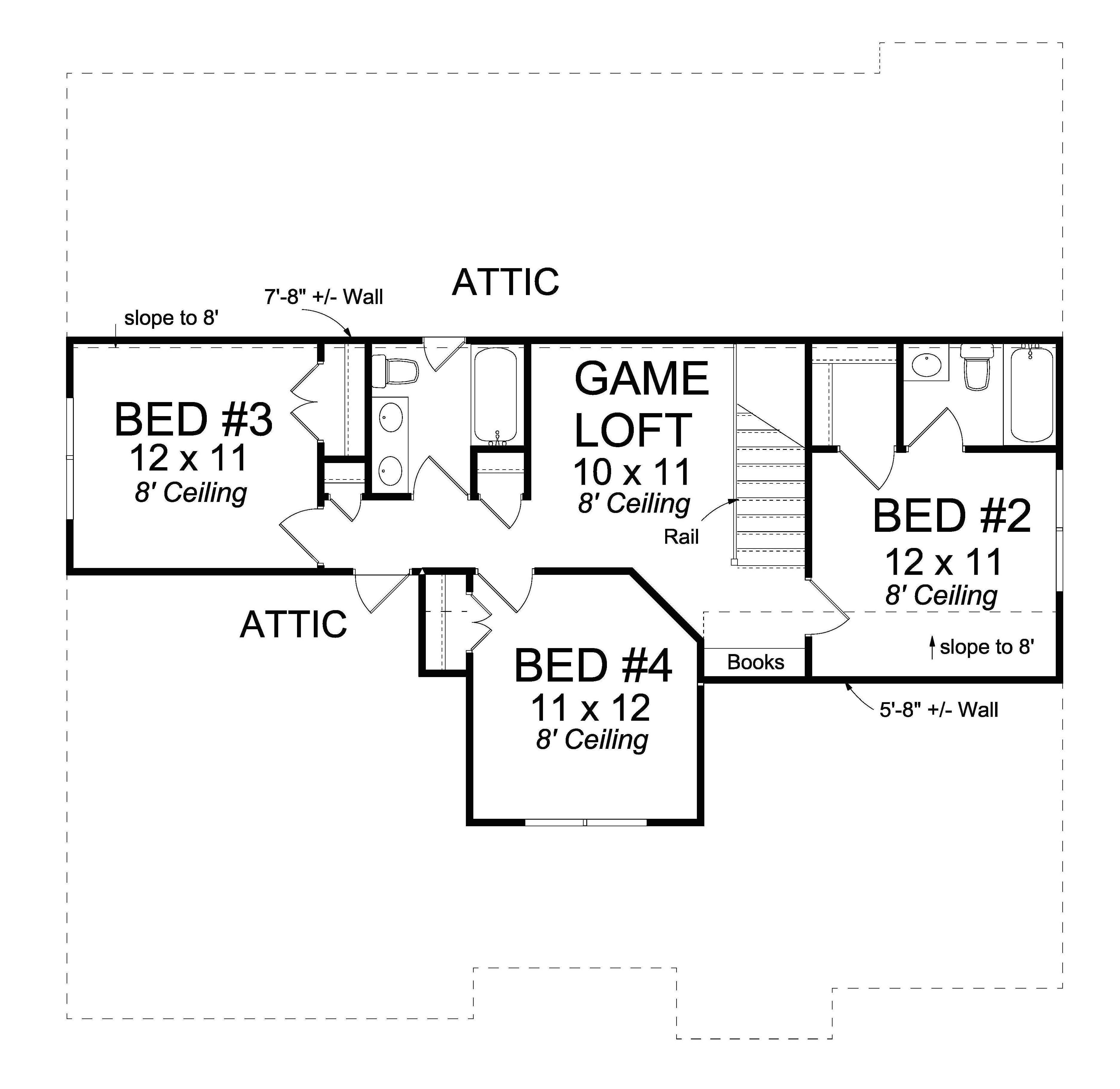 Floor Plan Second Story of Cottage Plan #178-1225
