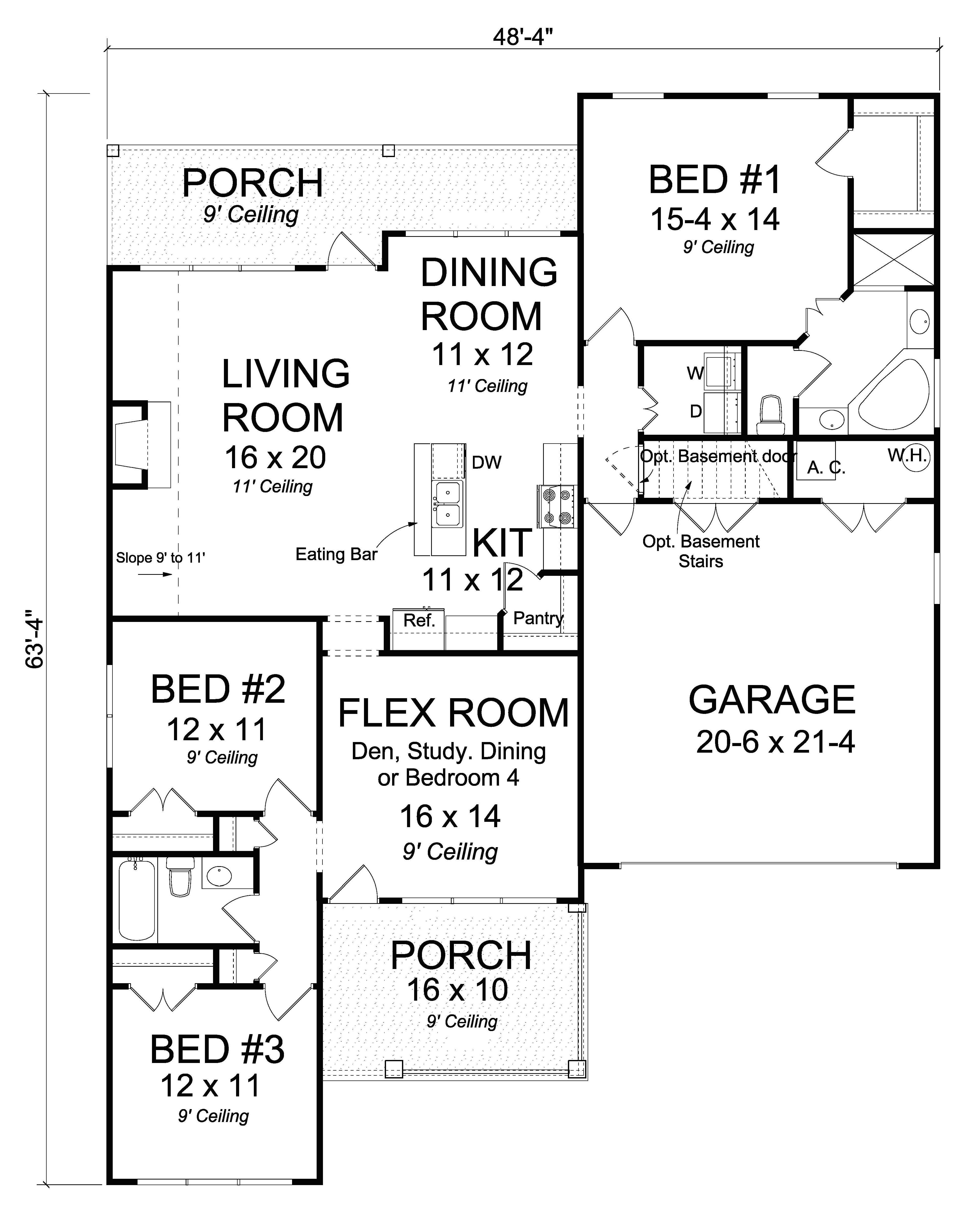 Floor Plan First Story of Craftsman Plan #178-1228