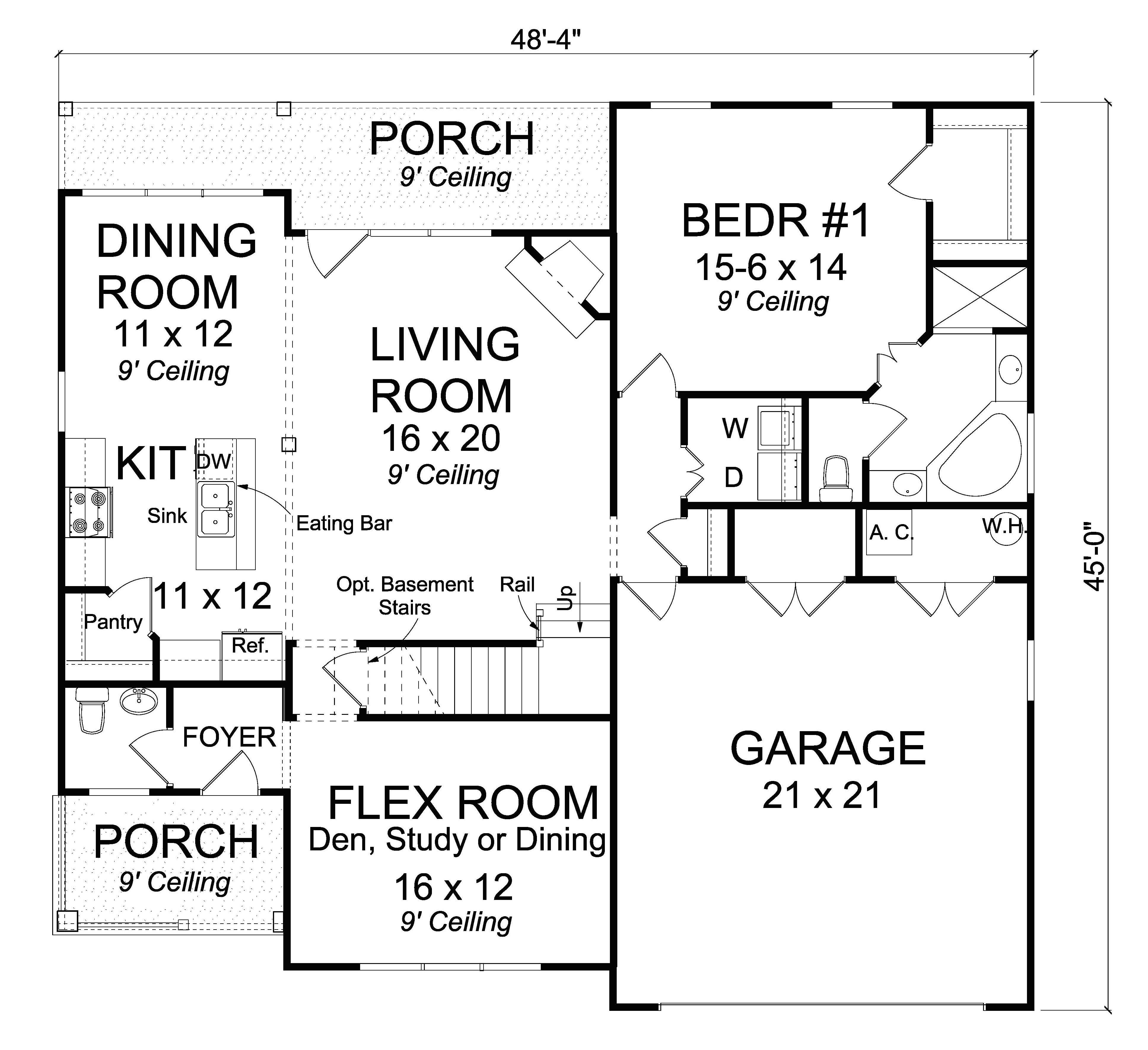 Floor Plan First Story of Craftsman Plan #178-1229