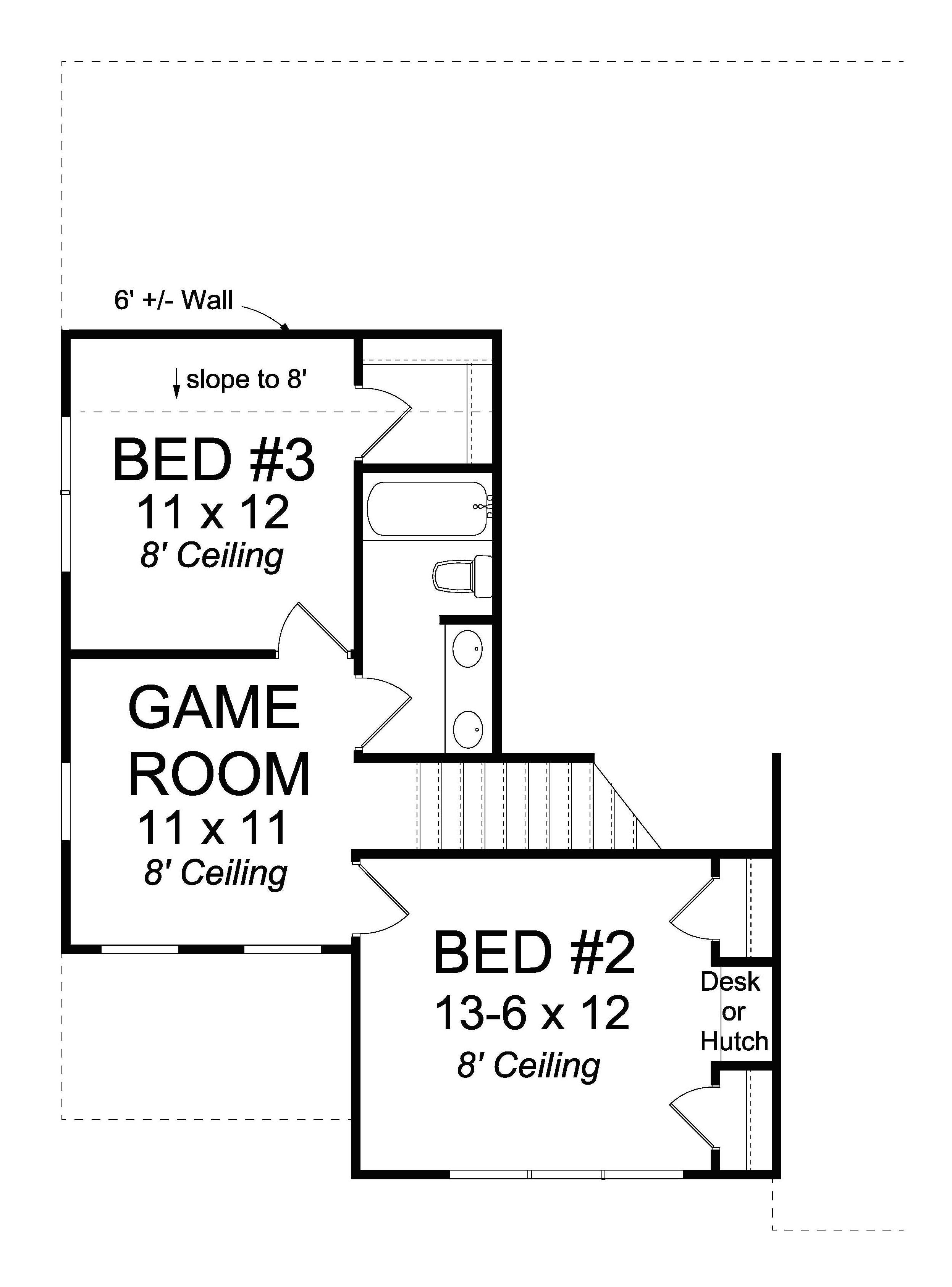 Floor Plan Second Story of Craftsman Plan #178-1229