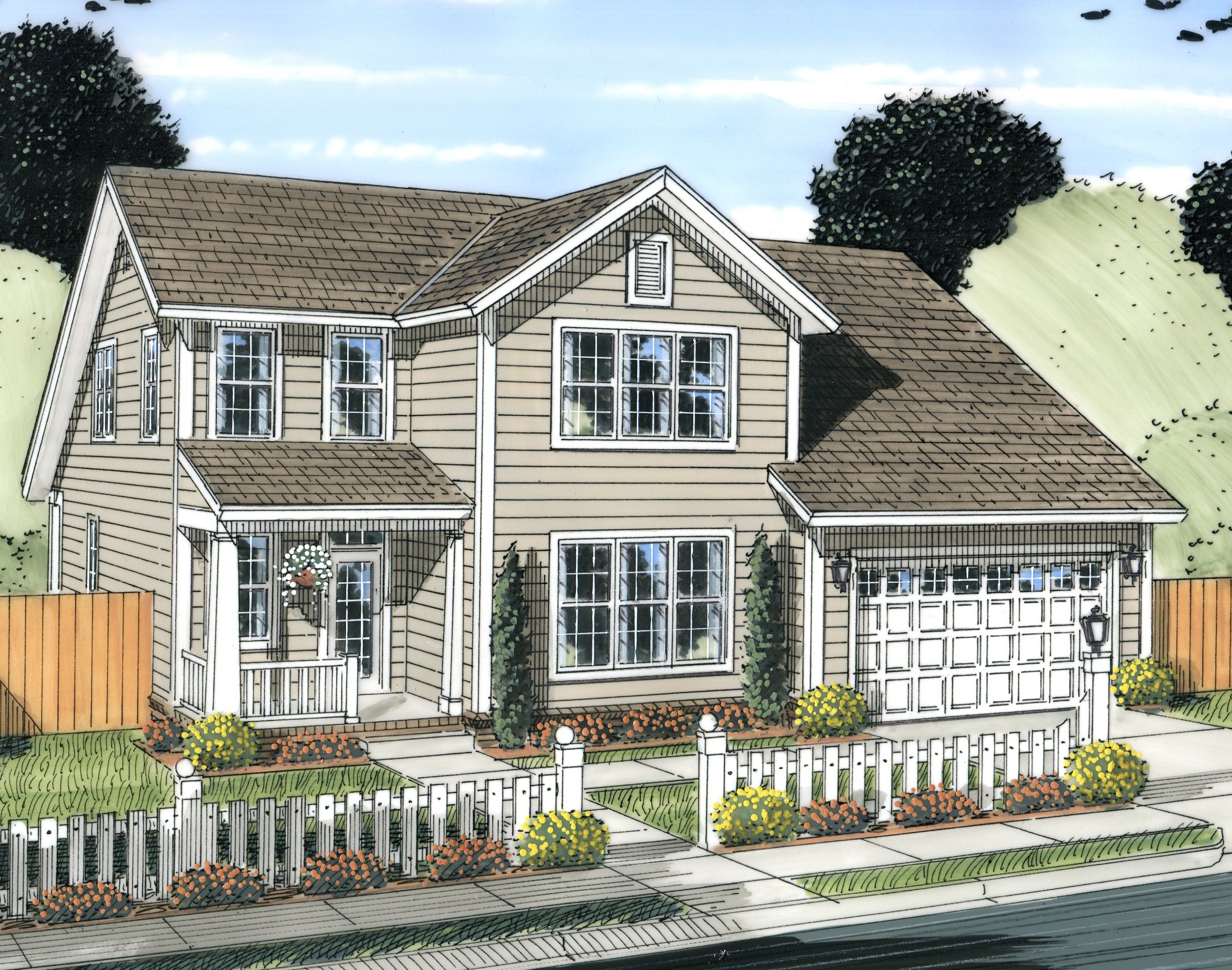 Front elevation of Craftsman home (ThePlanCollection: House Plan #178-1229)