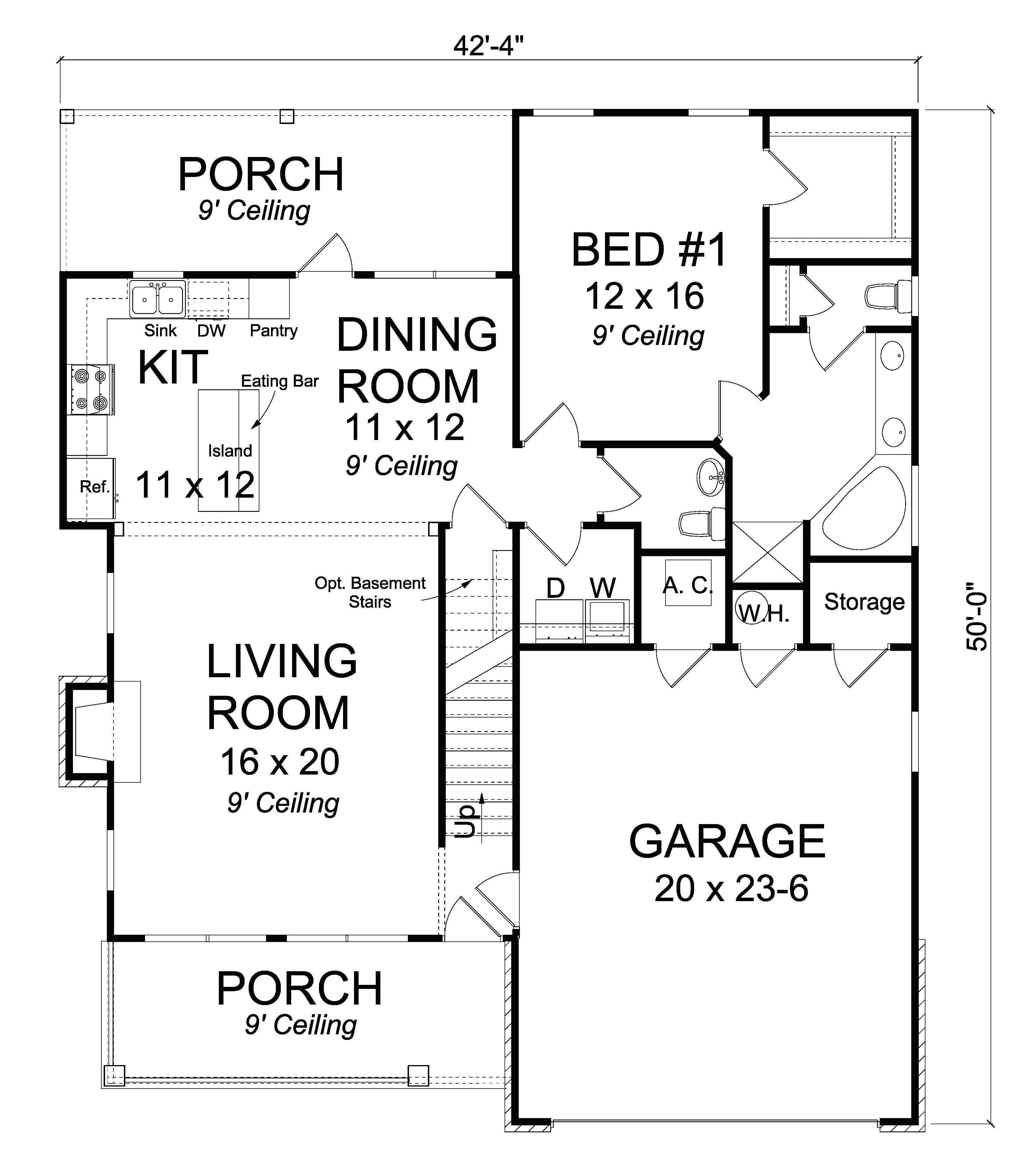 Floor Plan First Story of Craftsman Plan #178-1232