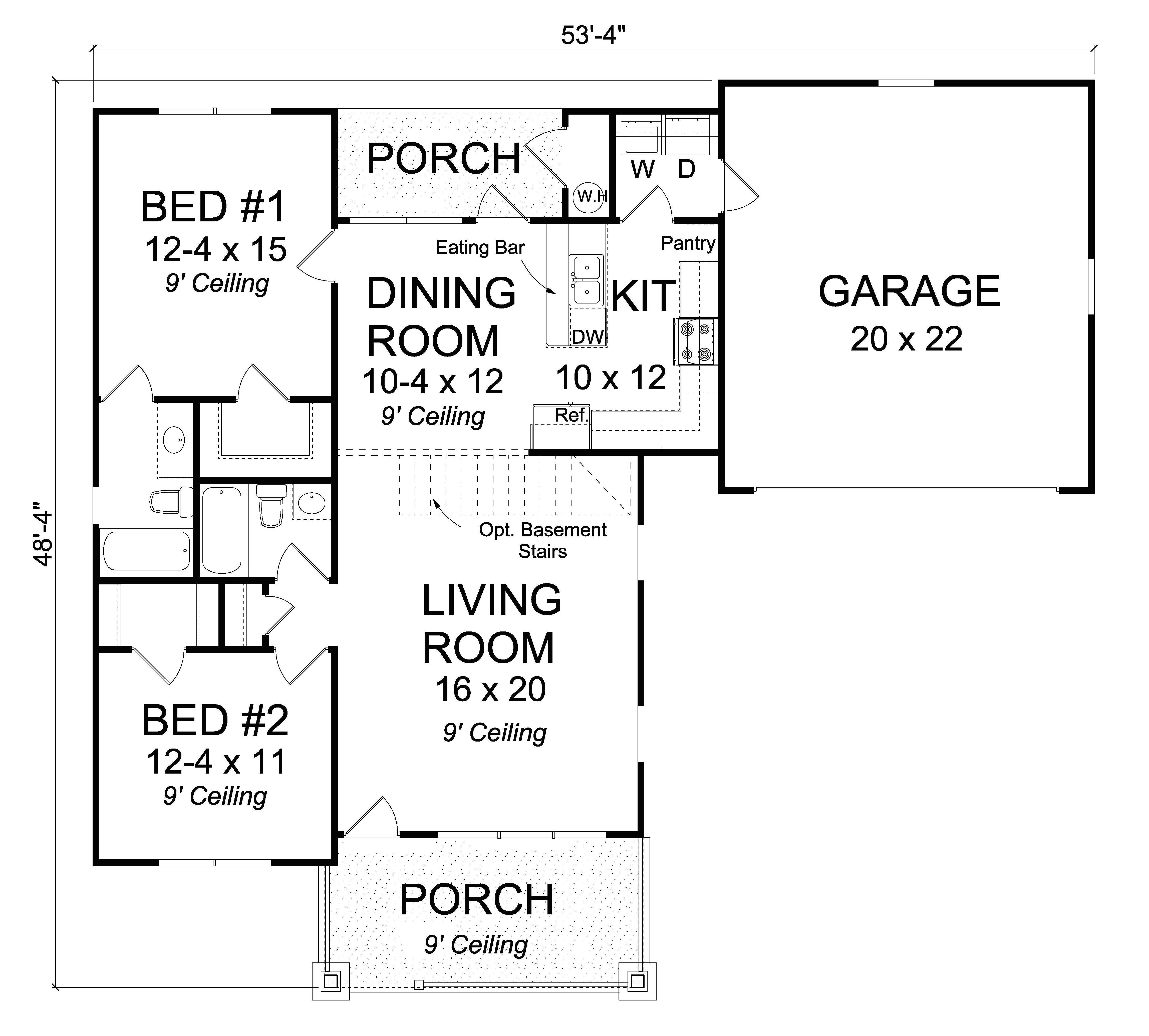 Floor Plan First Story of Cottage Plan #178-1233