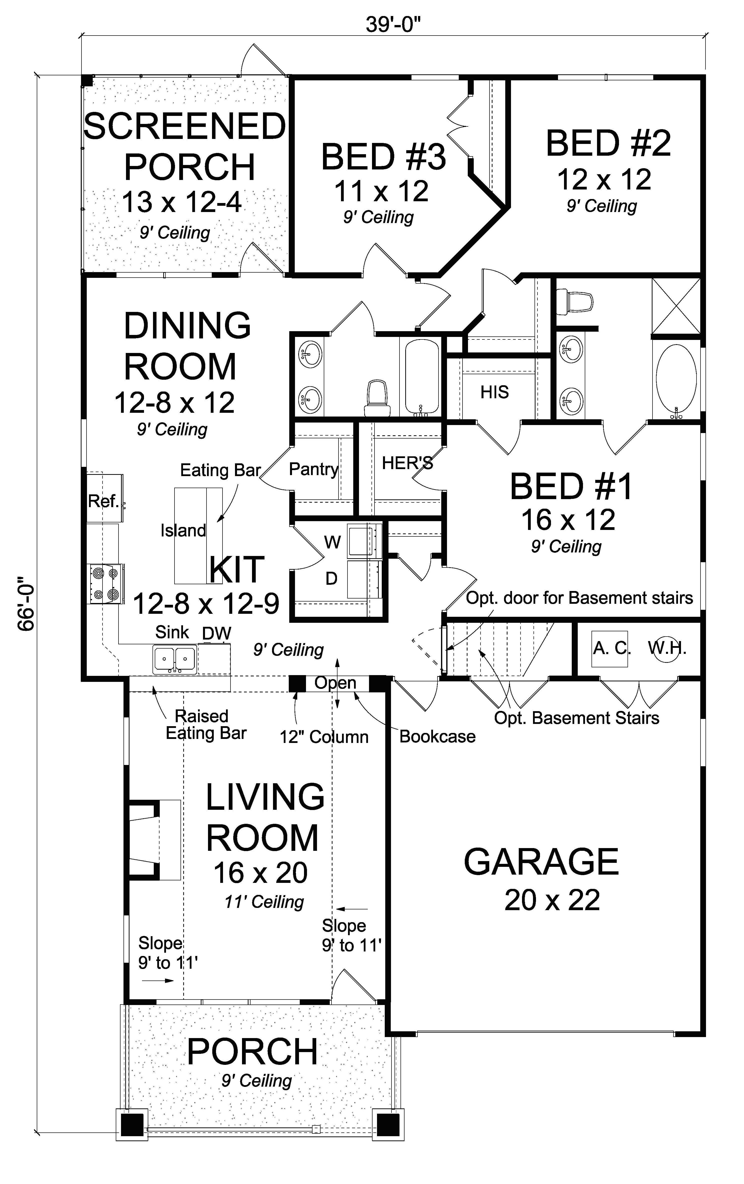 Floor Plan First Story of Cottage Plan #178-1234