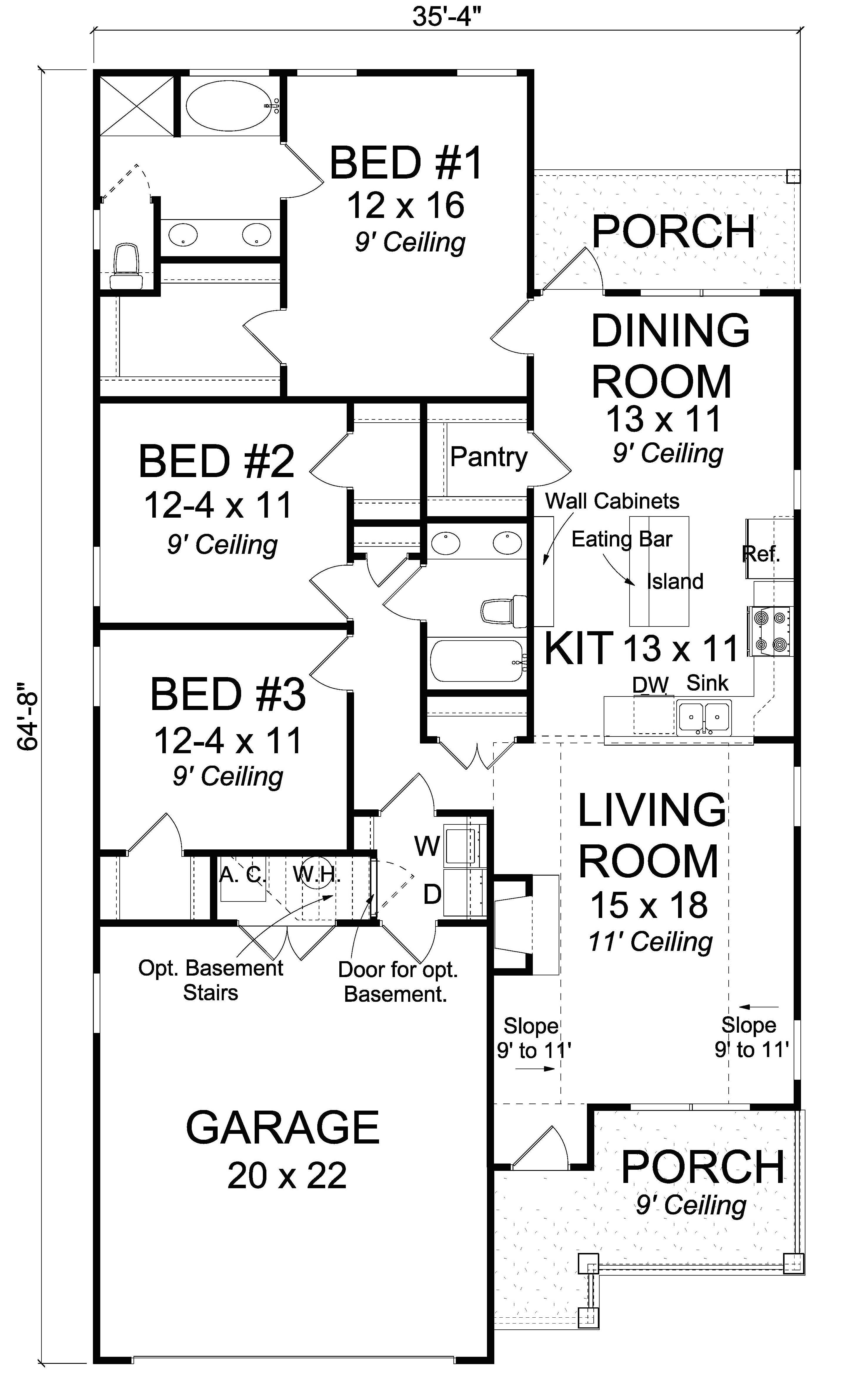 Floor Plan First Story of Cottage Plan #178-1235