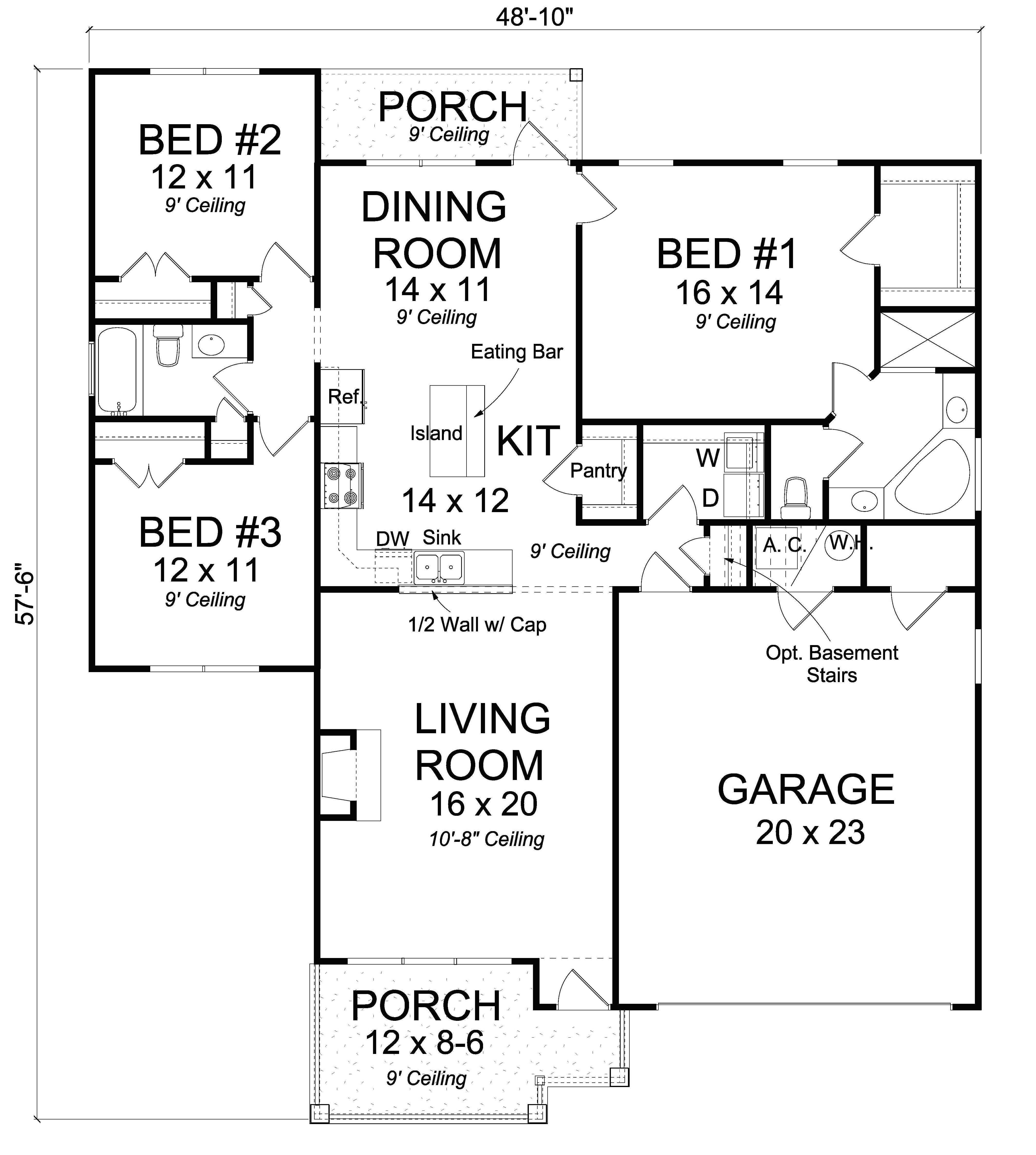 Floor Plan First Story of Craftsman Plan #178-1237