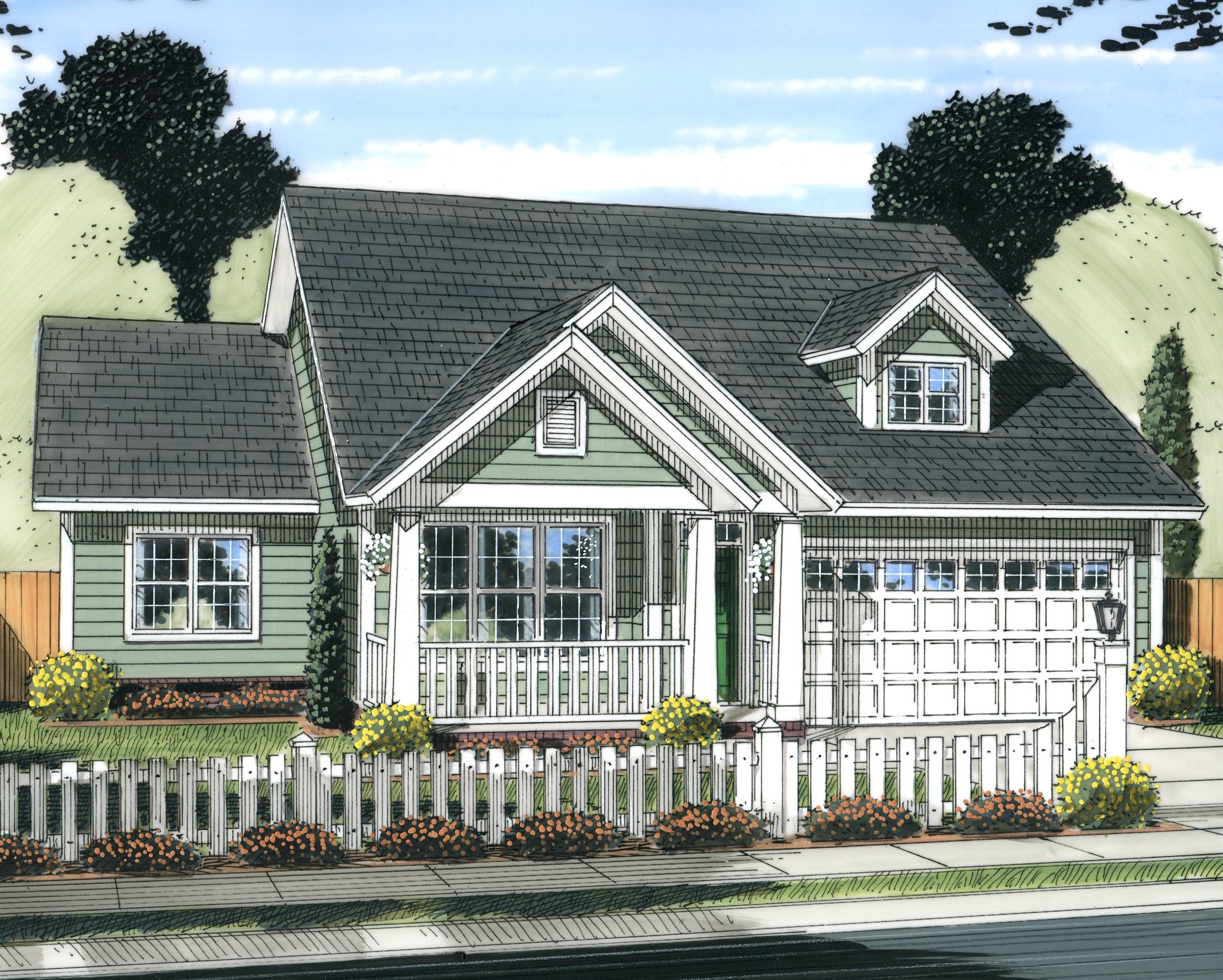 Front elevation of Craftsman cottage (ThePlanCollection: House Plan #178-1237)