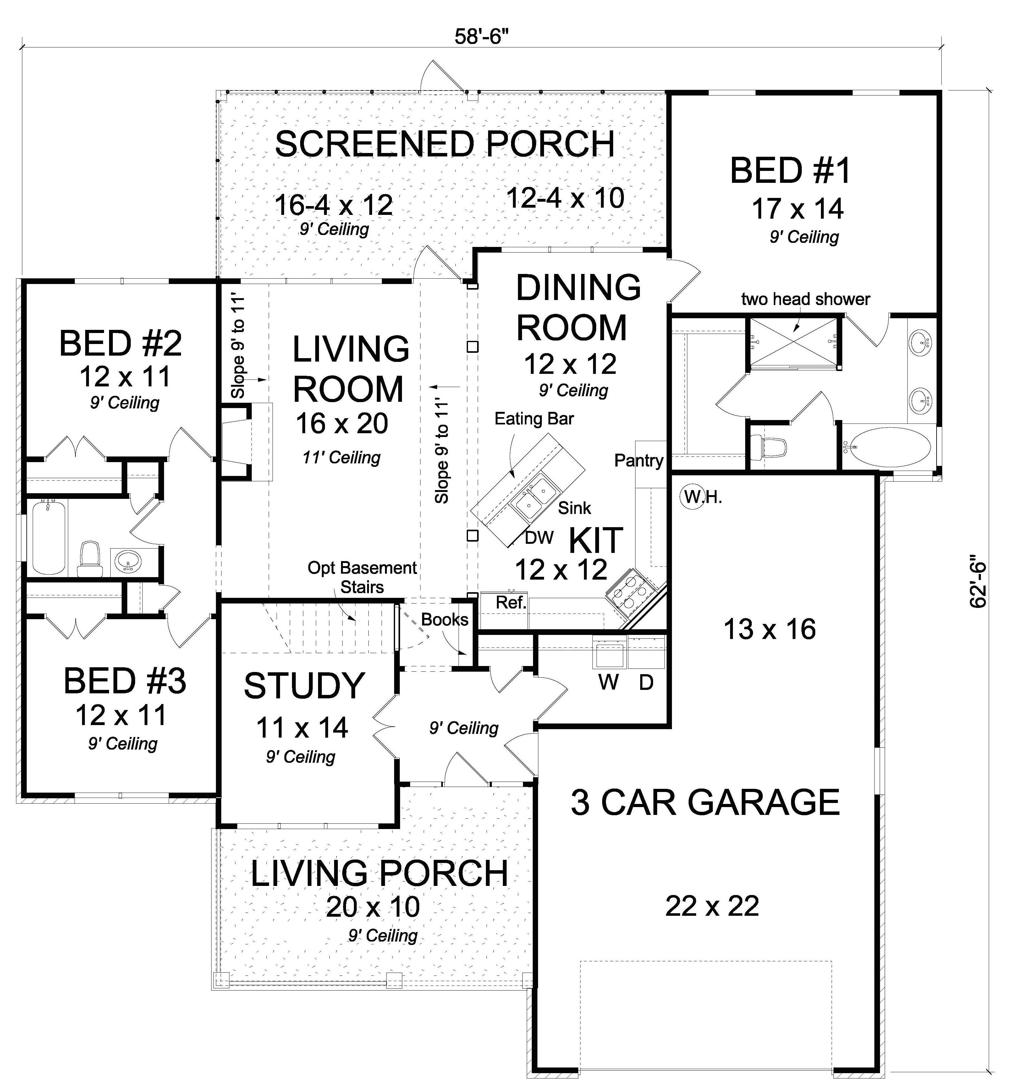 Floor Plan First Story of Craftsman Plan #178-1240