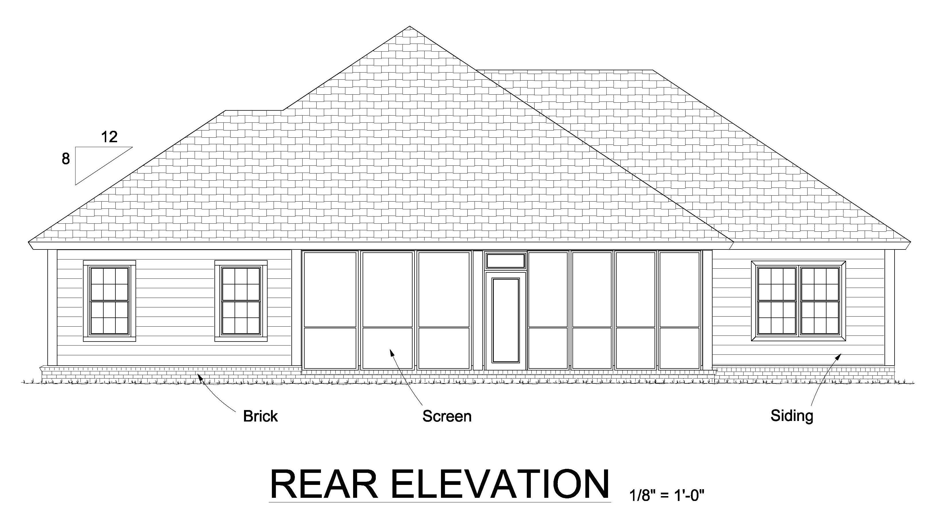 Home Plan Rear Elevation of this 3-Bedroom,1788 Sq Ft Plan -178-1240