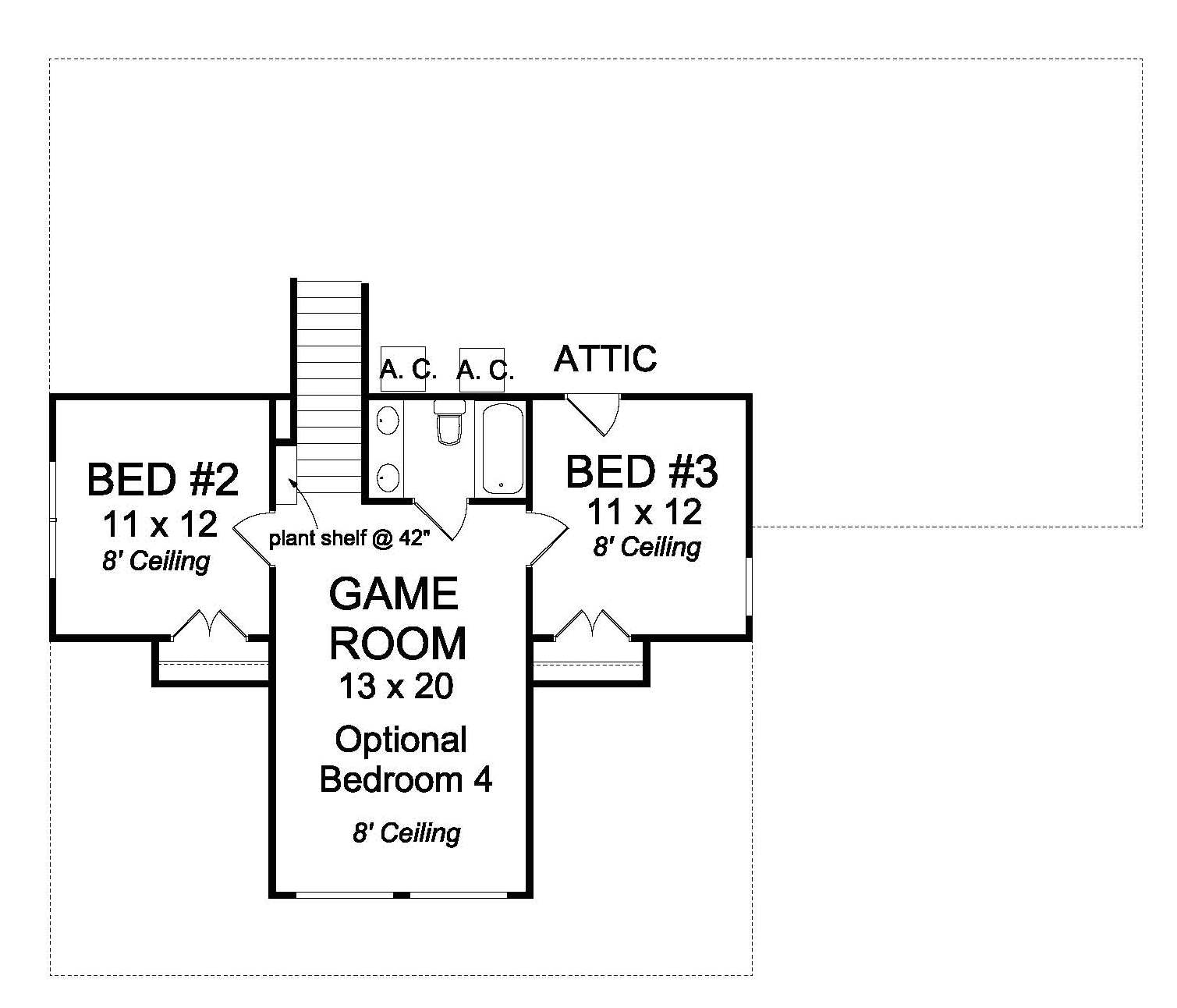 Floor Plan Second Story of Craftsman Plan #178-1241