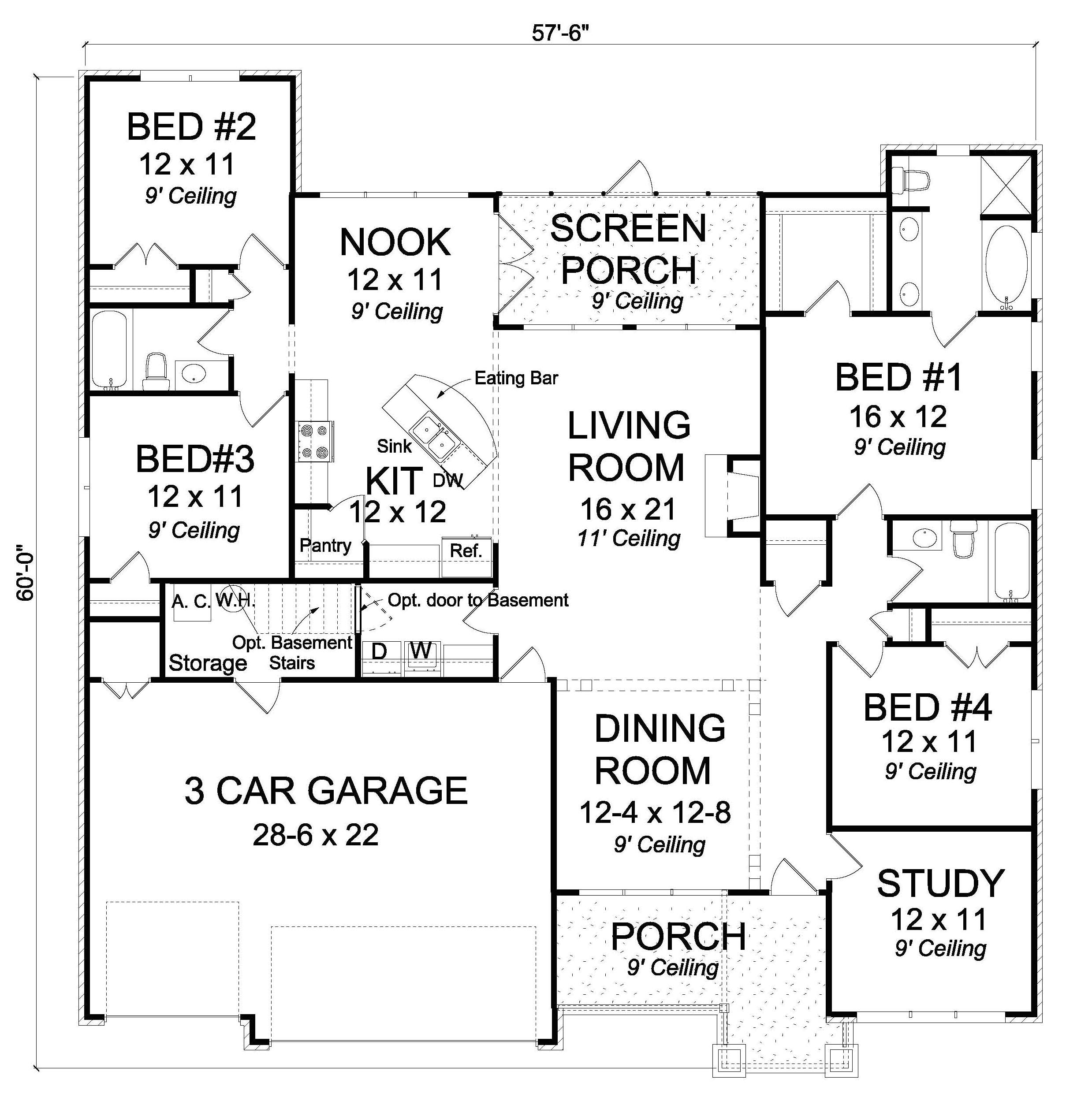Floor Plan First Story of Craftsman Plan #178-1244