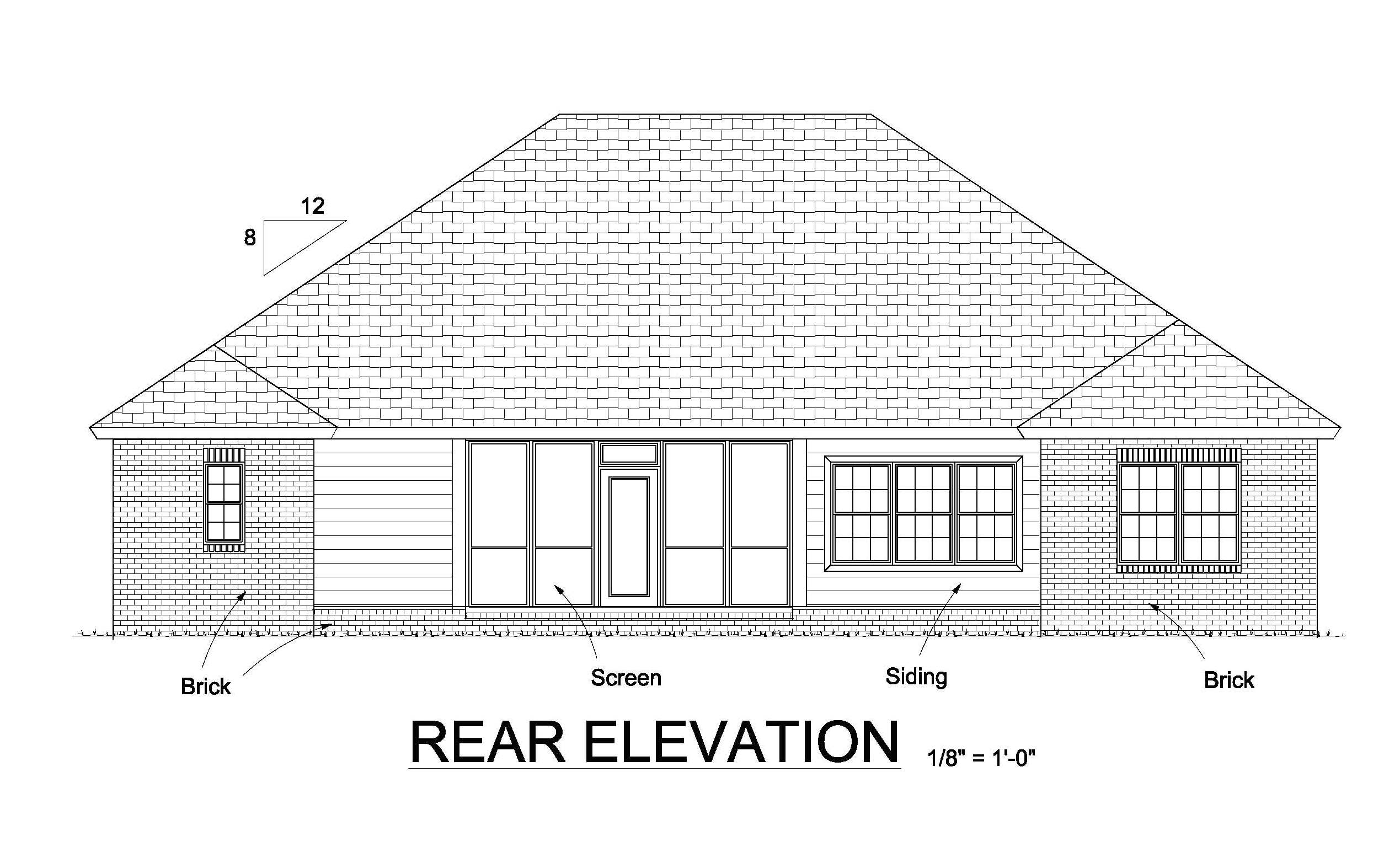 Home Plan Rear Elevation of this 4-Bedroom,2066 Sq Ft Plan -178-1244