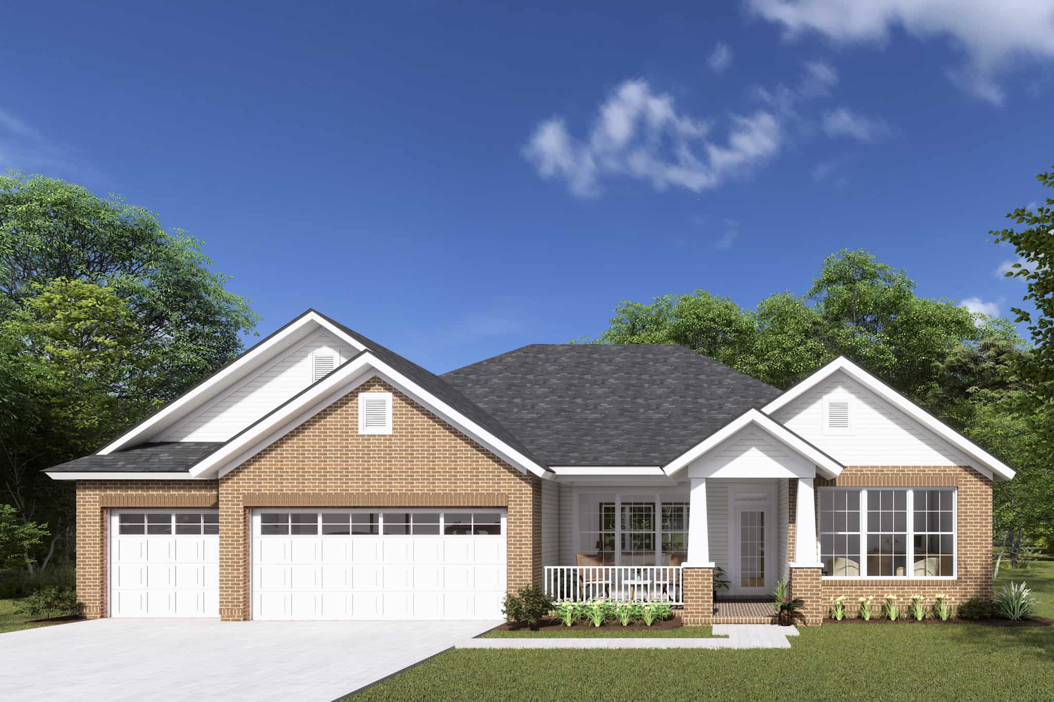 Front elevation of Craftsman home (ThePlanCollection: House Plan #178-1244)