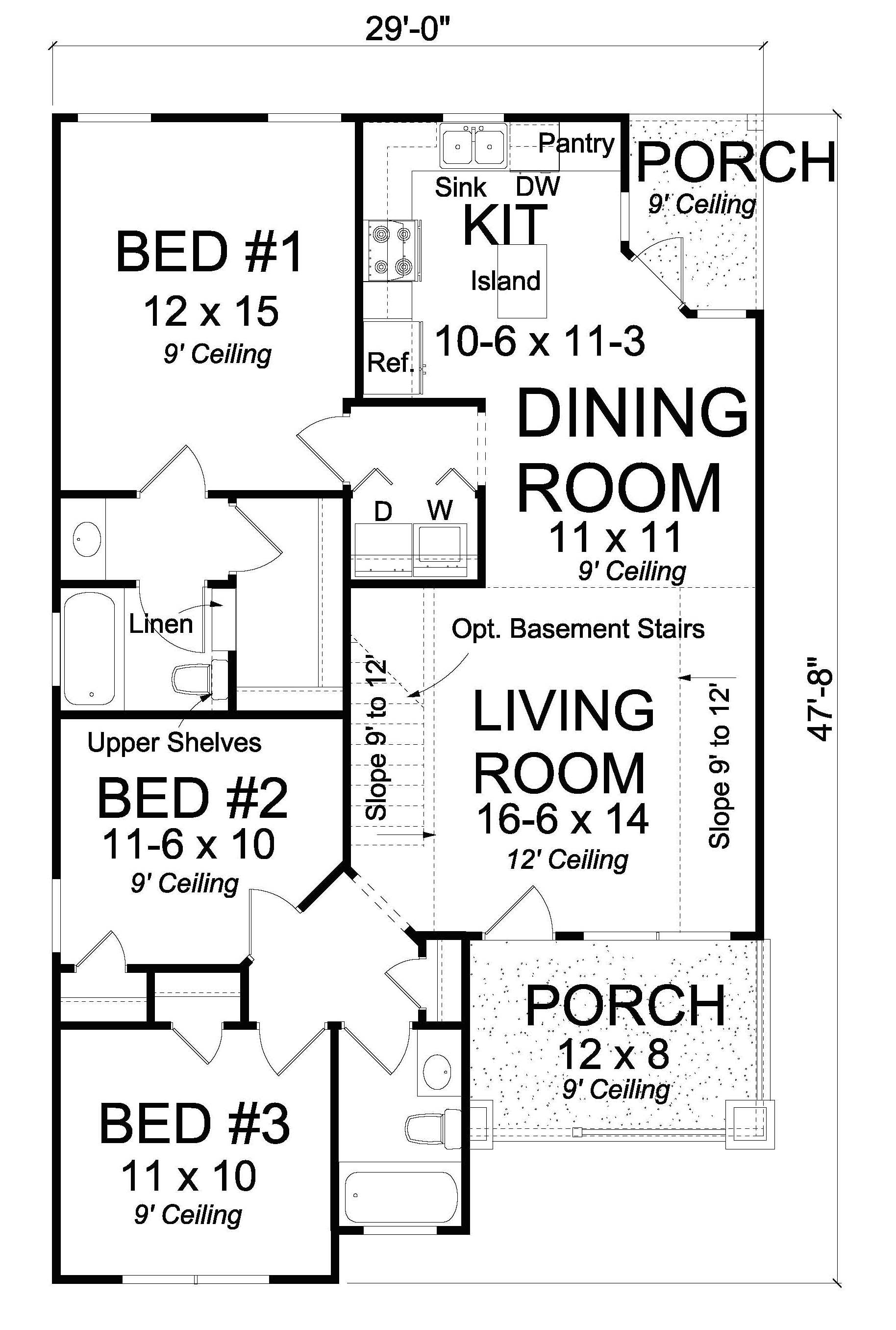 Floor Plan First Story of Cottage Plan #178-1245