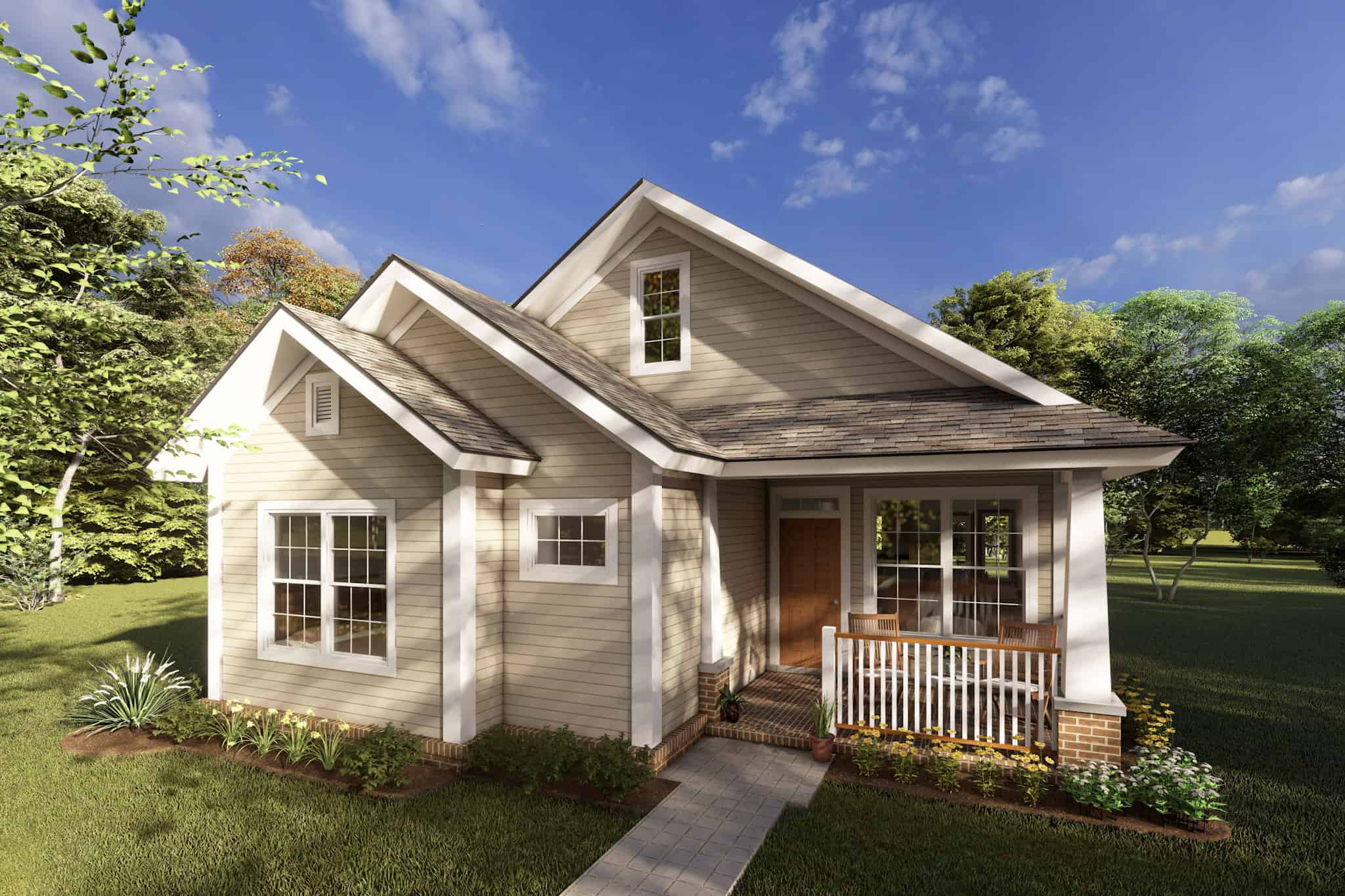 Front elevation of Cottage home (ThePlanCollection: House Plan #178-1245)