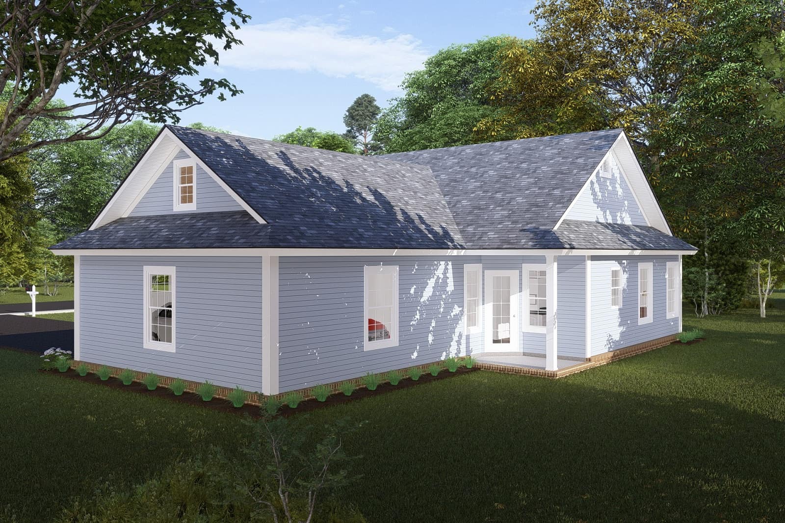 Rear View of this 3-Bedroom,1163 Sq Ft Plan -178-1246