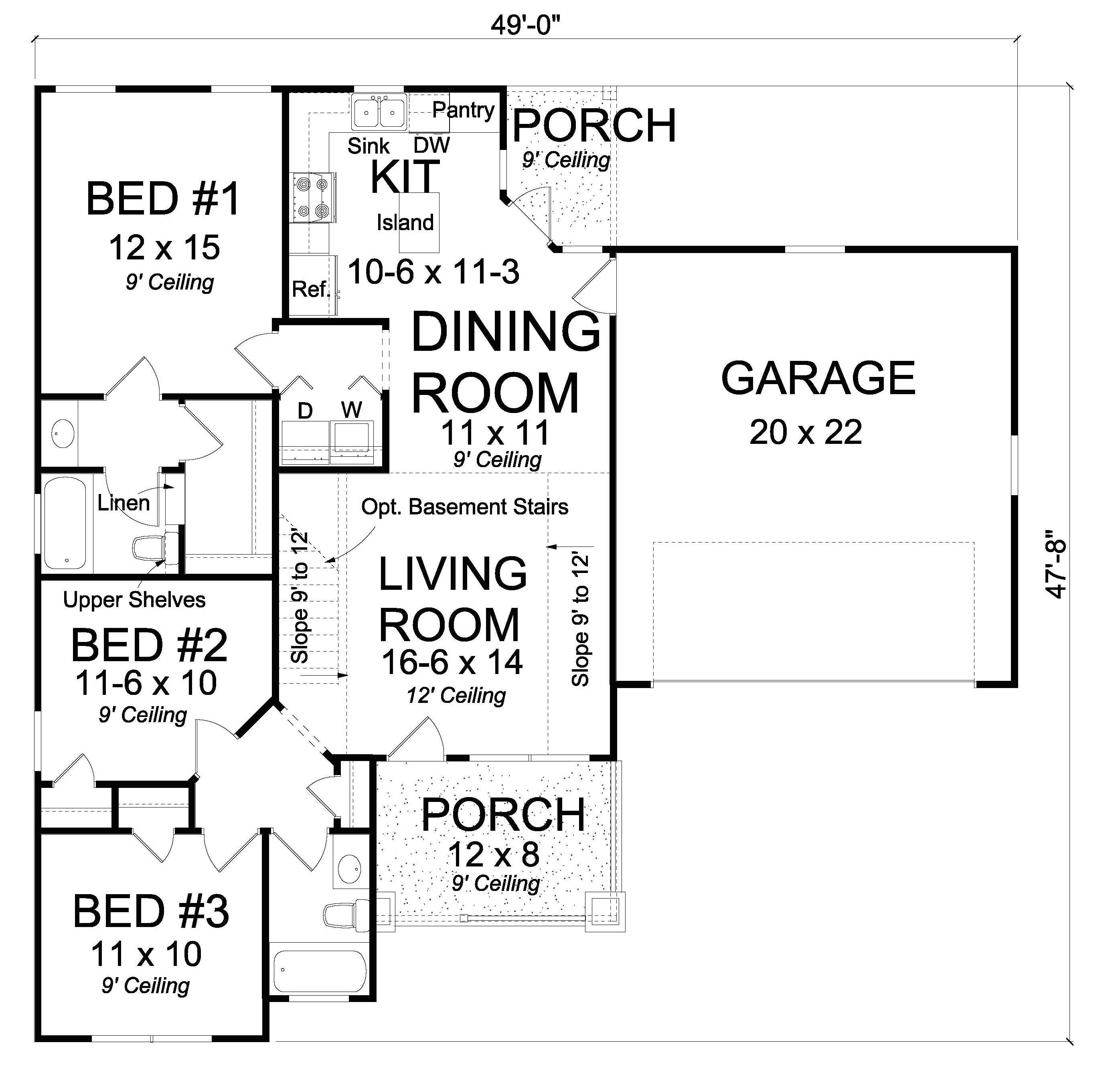 Floor Plan First Story of Craftsman Plan #178-1246