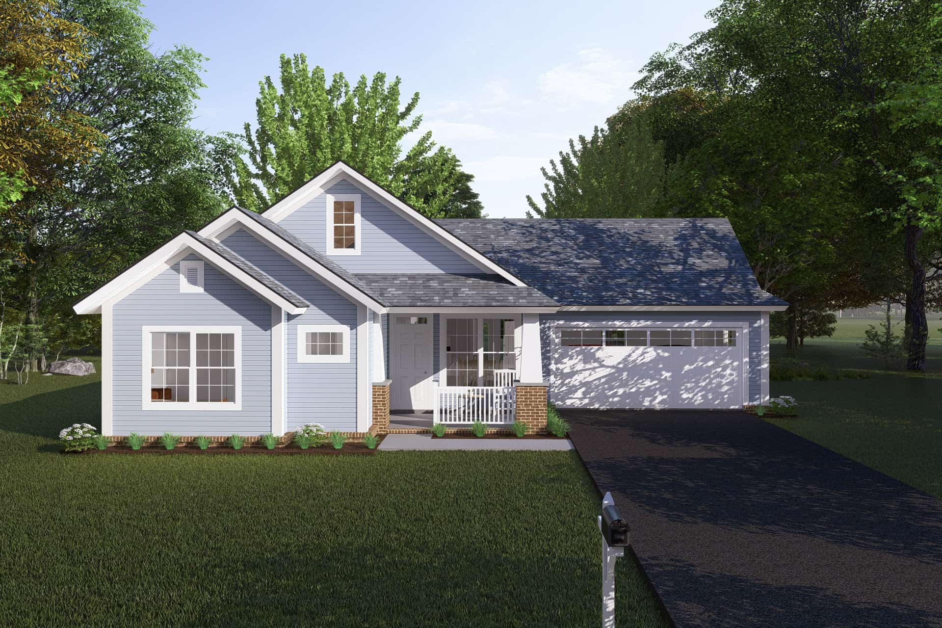 Front elevation of Craftsman home (ThePlanCollection: House Plan #178-1246)