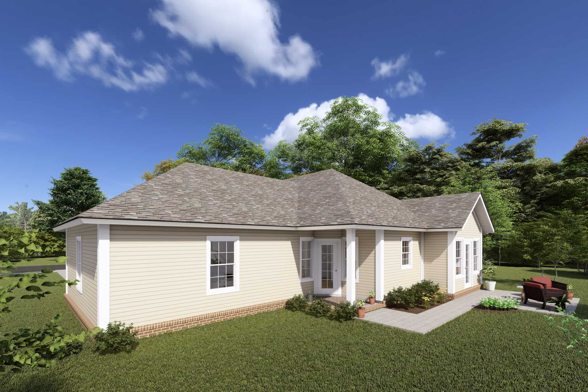 Rear View of this 3-Bedroom,1381 Sq Ft Plan -178-1247