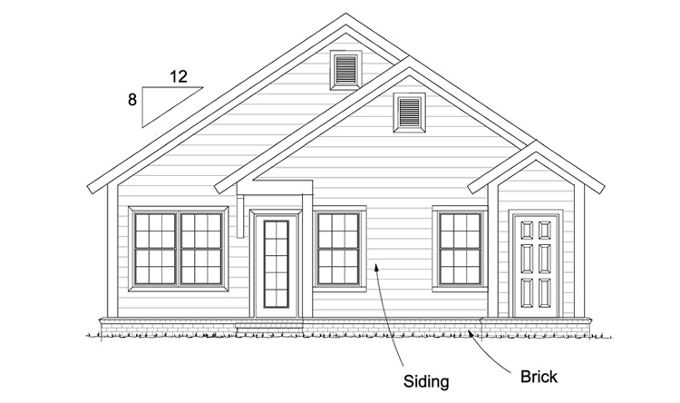 Home Plan Rear Elevation of this 3-Bedroom,1277 Sq Ft Plan -178-1248