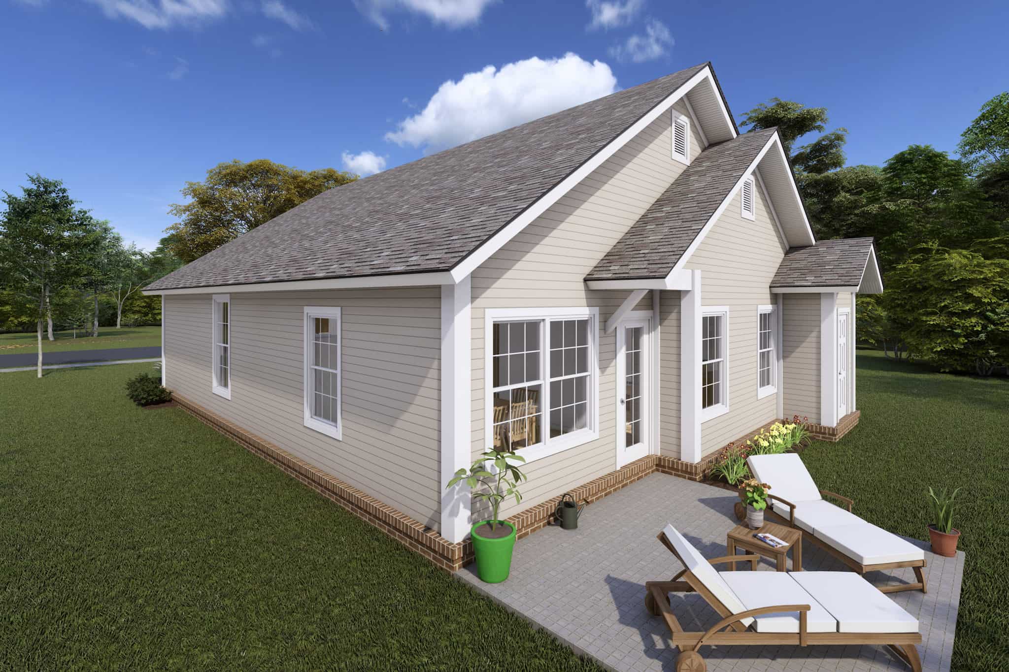 Rear View of this 3-Bedroom,1277 Sq Ft Plan -178-1248