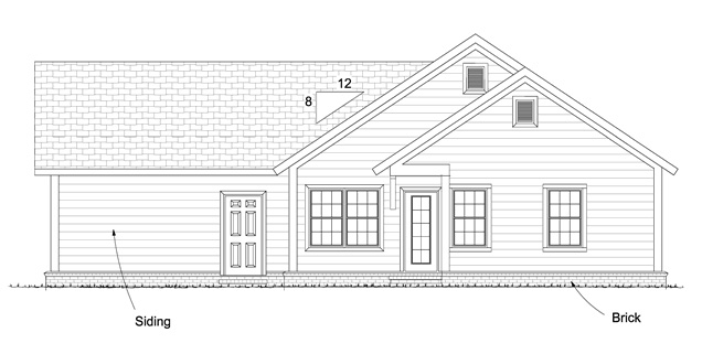 Home Plan Rear Elevation of this 3-Bedroom,1277 Sq Ft Plan -178-1249