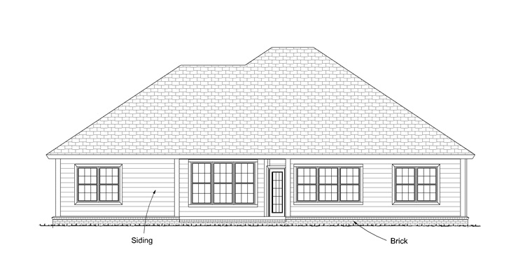 Home Plan Rear Elevation of this 4-Bedroom,1894 Sq Ft Plan -178-1250