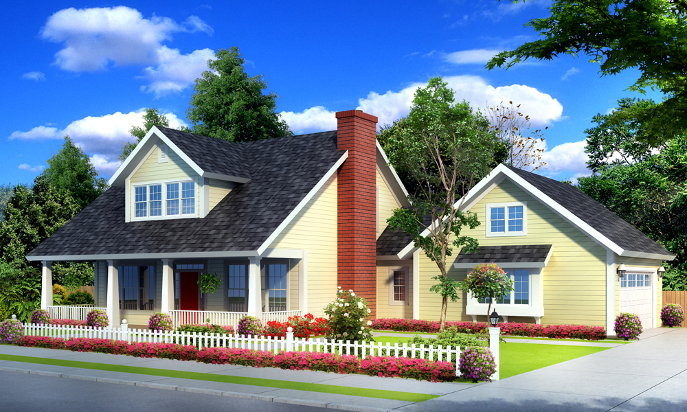 Front elevation of Farmhouse home (ThePlanCollection: House Plan #178-1251)