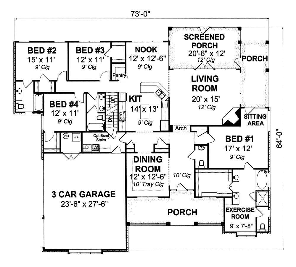 Floor Plan First Story of Ranch Plan #178-1252