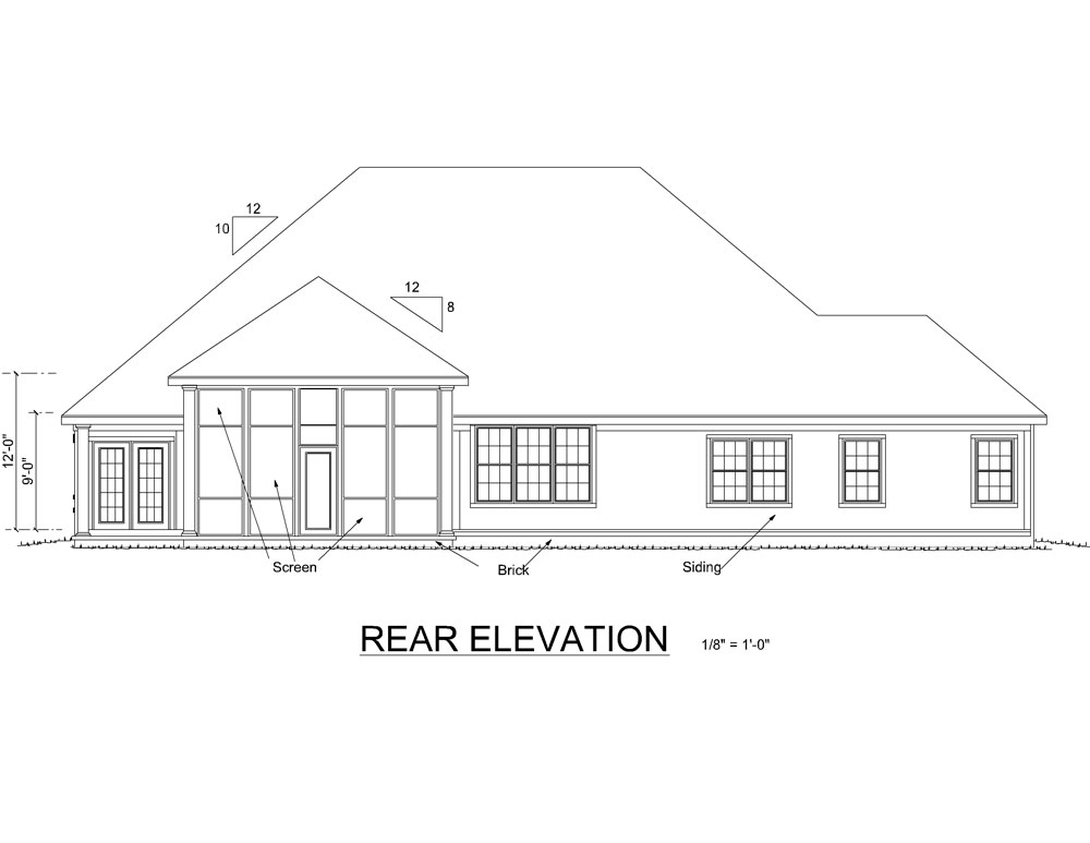 Home Plan Rear Elevation of this 4-Bedroom,2550 Sq Ft Plan -178-1252