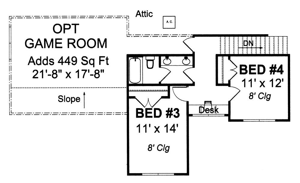 Floor Plan Second Story of Country Plan #178-1253