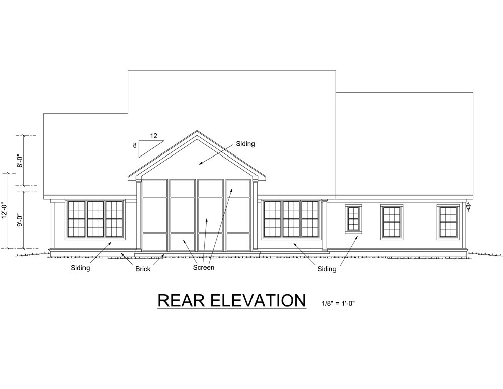 Home Plan Rear Elevation of this 4-Bedroom,2578 Sq Ft Plan -178-1253