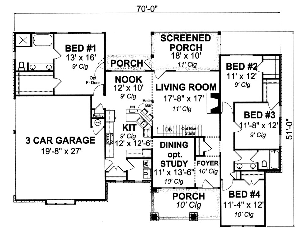 Floor Plan First Story of Traditional Plan #178-1255